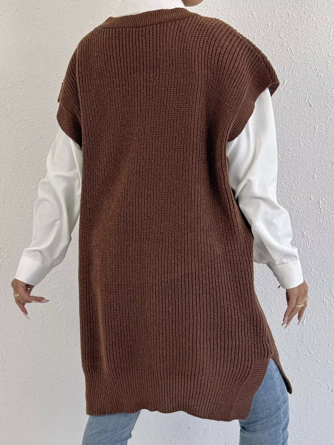 Trendsi Embroidered Bow V-Neck Sweater Vest -