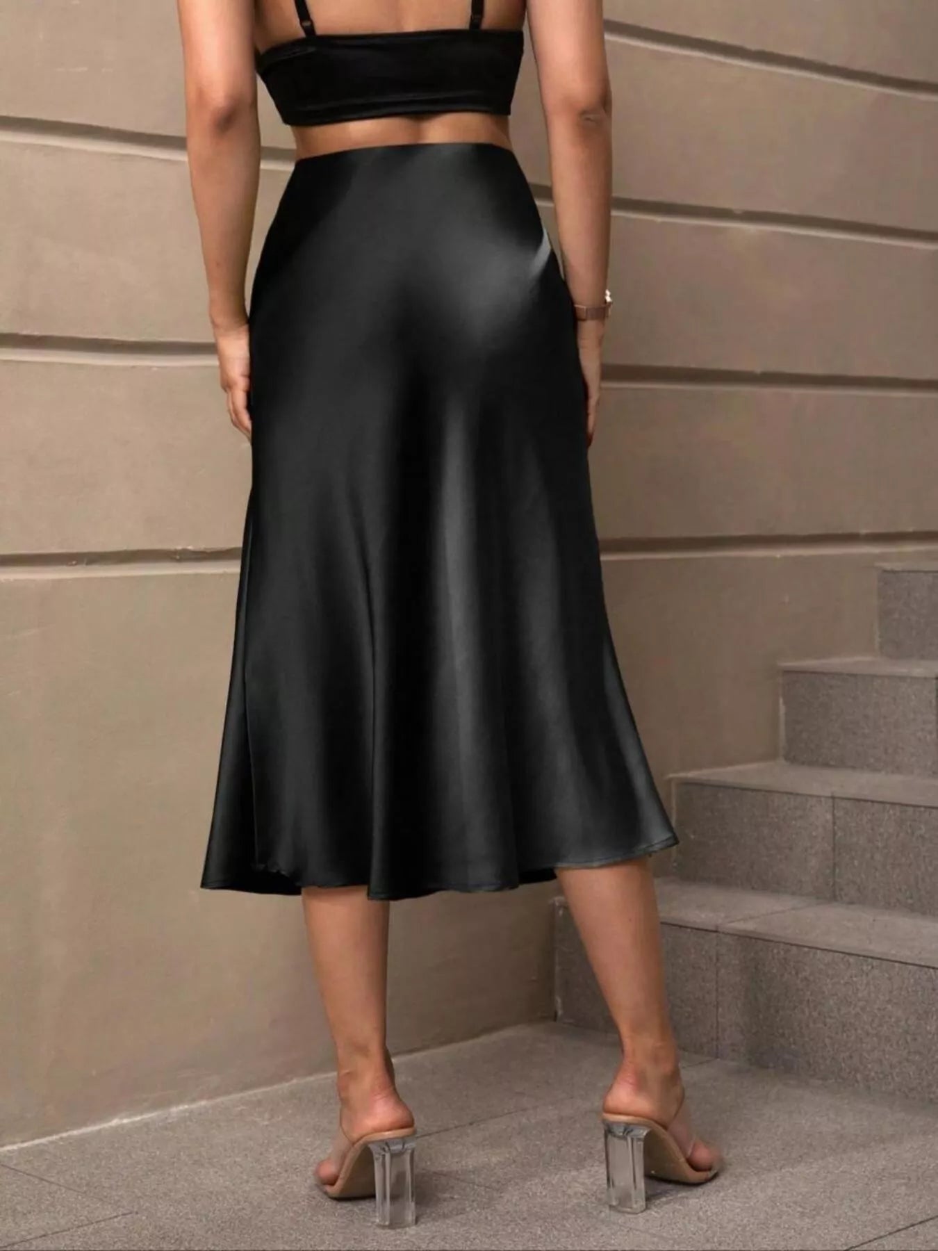 Trendsi Satin Midi Skirt -
