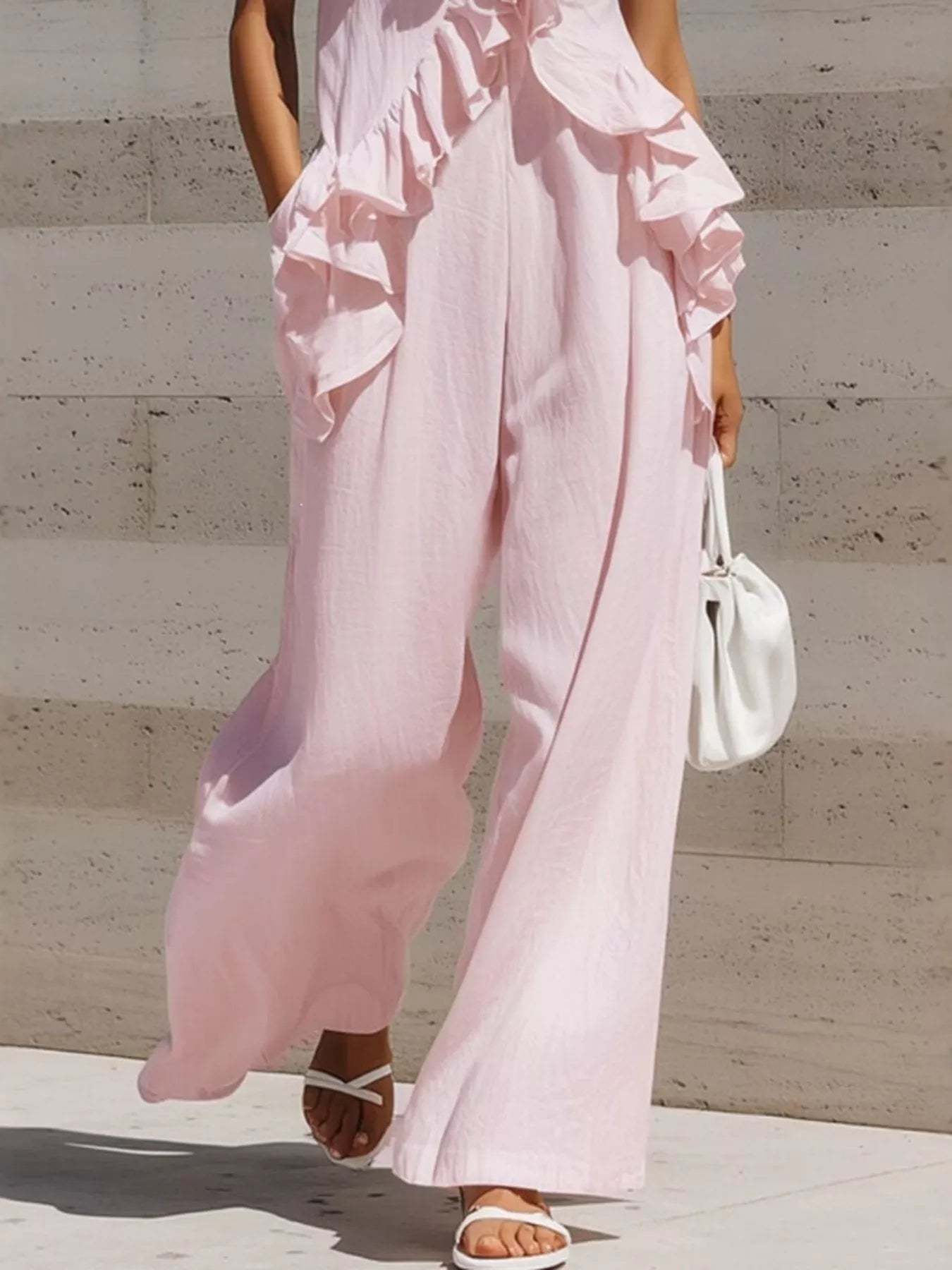 Trendsi Ruffled V-Neck Sleeveless Jumpsuit -