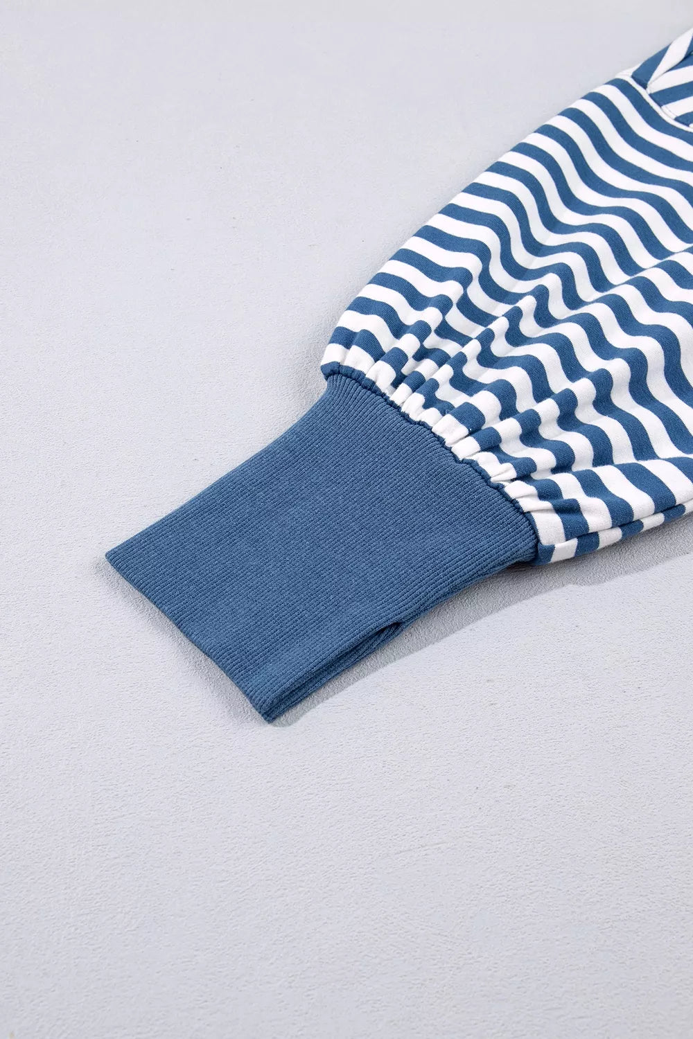 Trendsi Stripe Color Block Trim Raw Seam Split Hem Loose Sweatshirt -