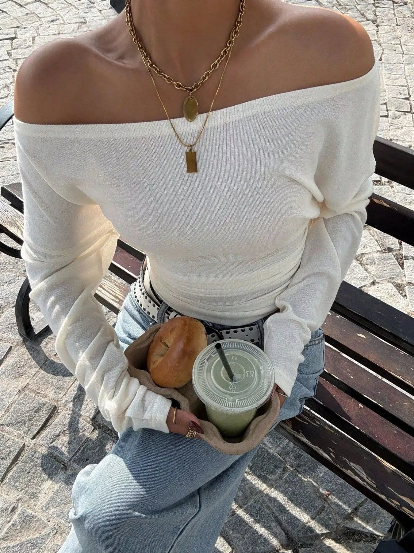 Trendsi Off-Shoulder Ruched Slim Fit Long Sleeve T-Shirt -