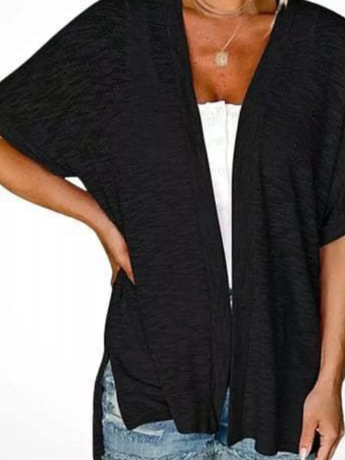 Trendsi Side Sit Open Front Cardigan -
