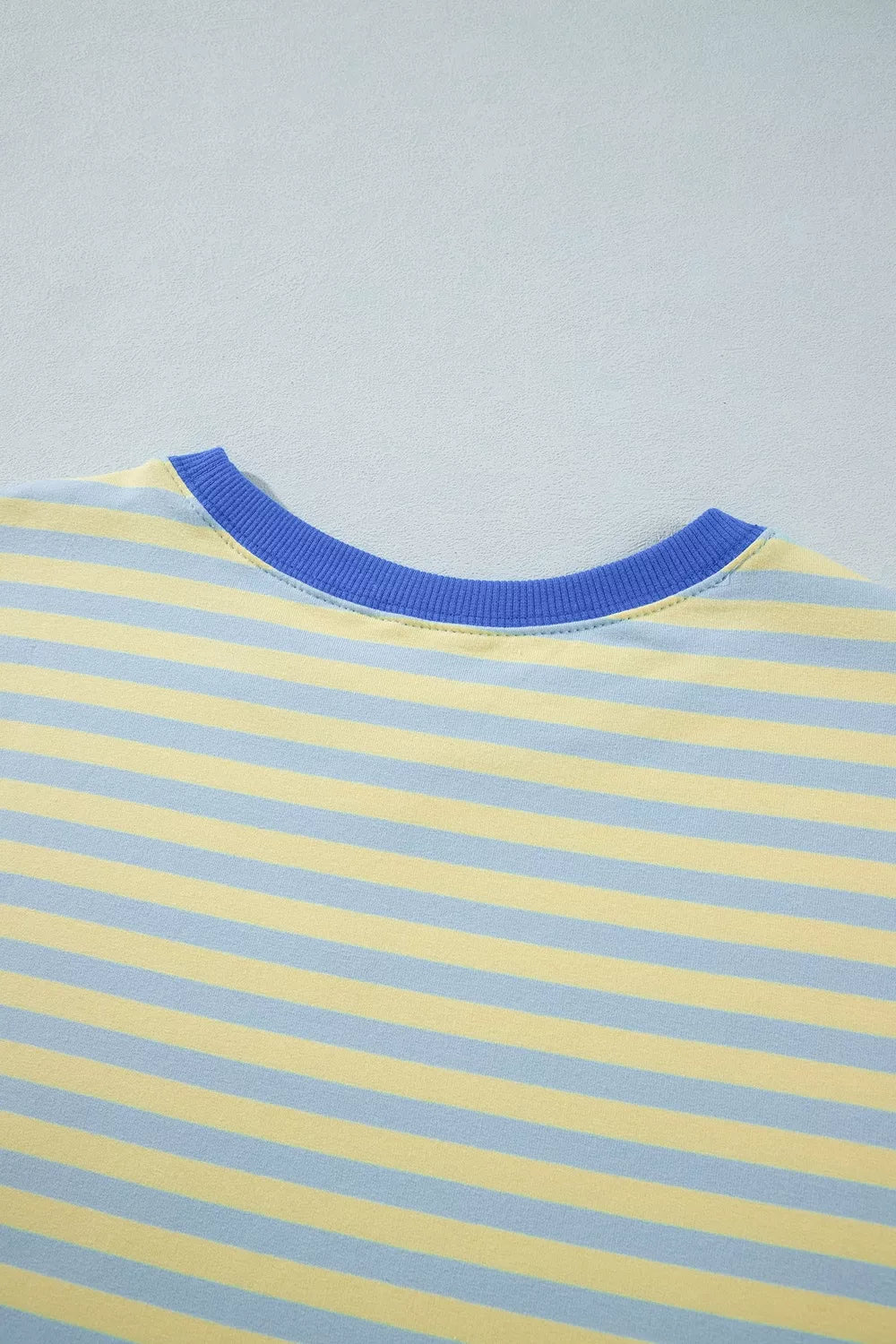 Trendsi Stripe Colorblock Trim Crew Neck Loose Tee Drawstring Elastic Waist 2pcs Pant Set -