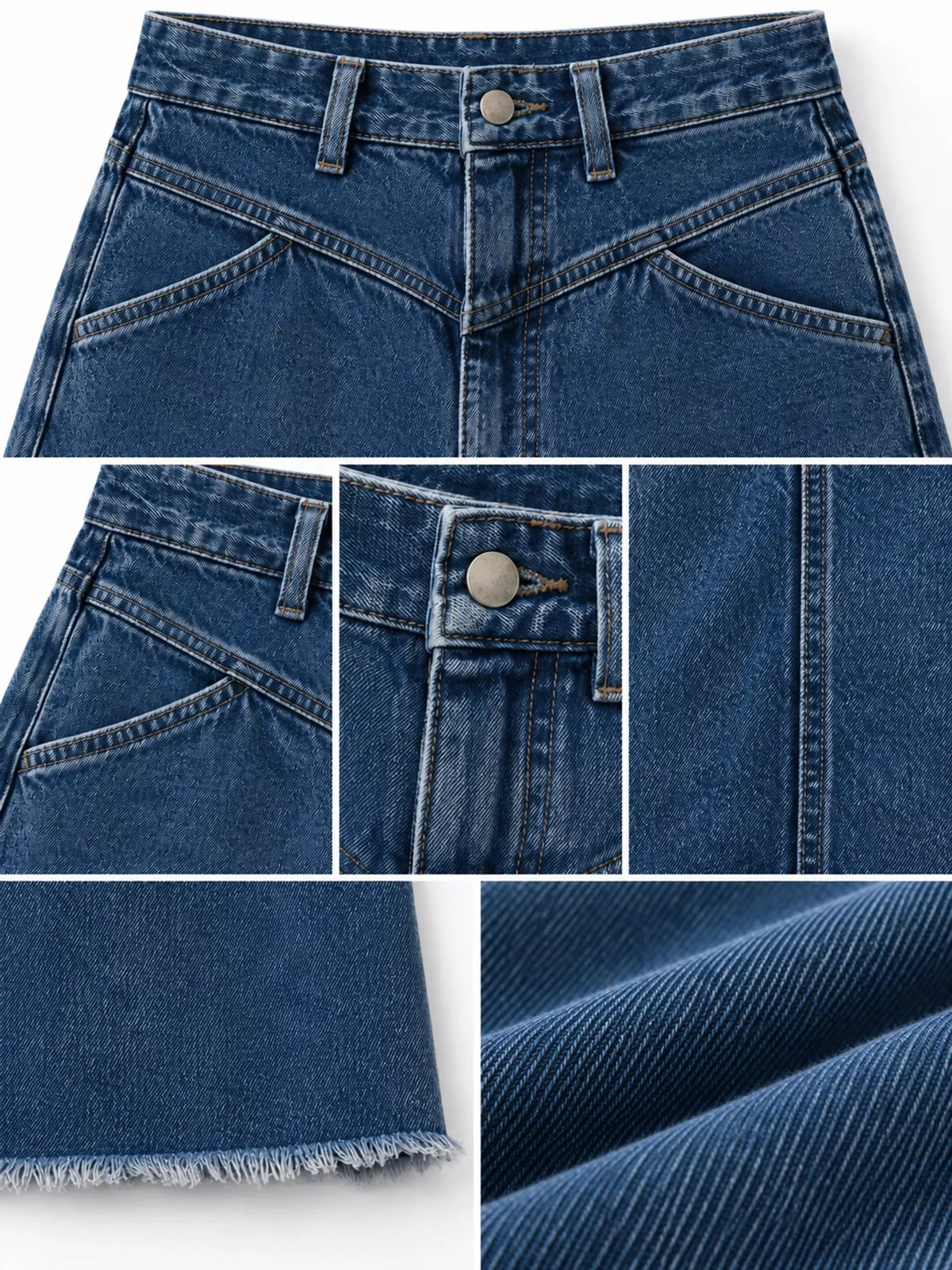 Raw Hem Maxi Denim Skirt — garment construction details