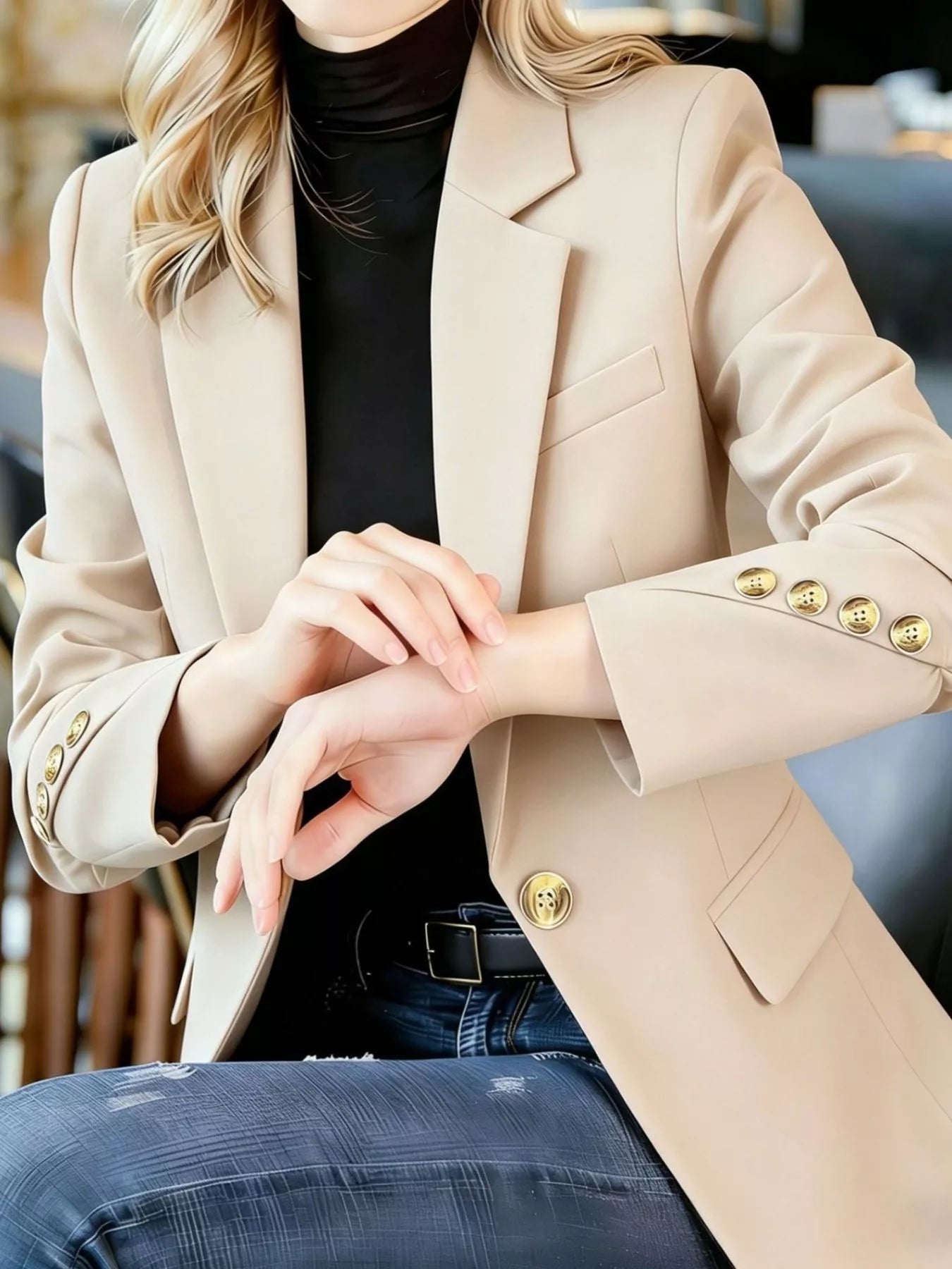 Trendsi Full Size One Button Lapel Collar Blazer Plus Size -