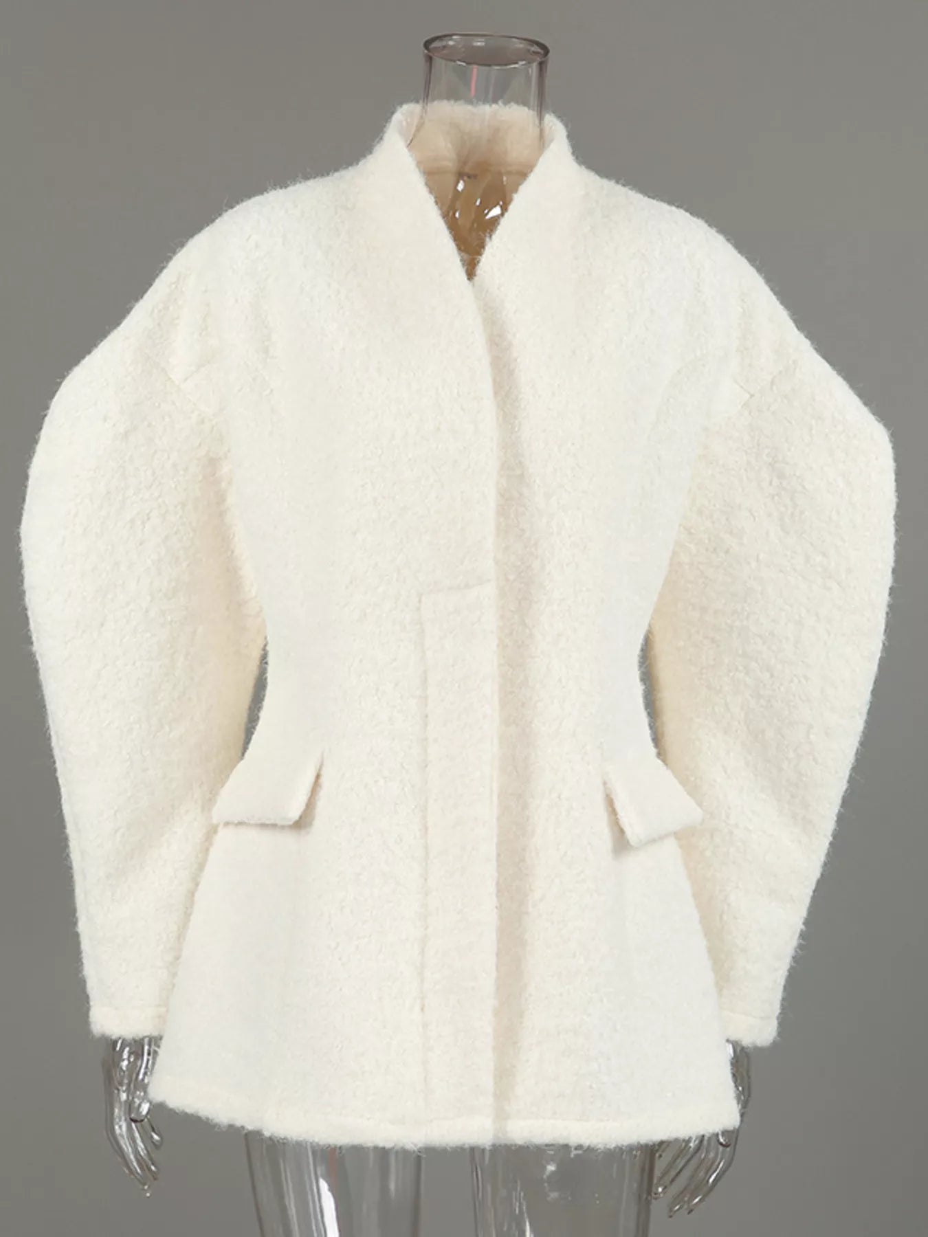 Trendsi Wool-Blend Leg-of-Mutton Sleeves Outerwear -