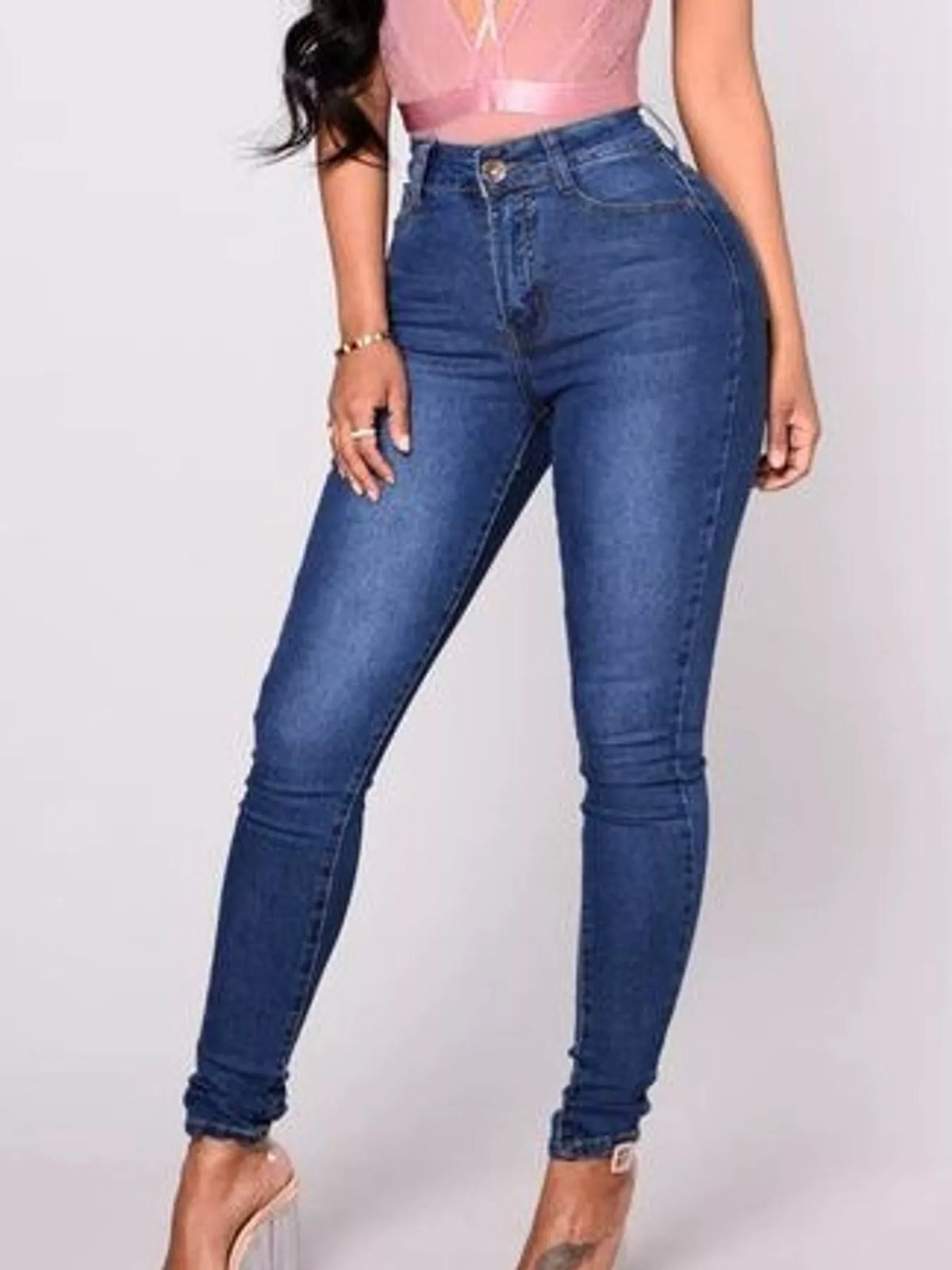 Dark Blue high-waisted skinny jeans