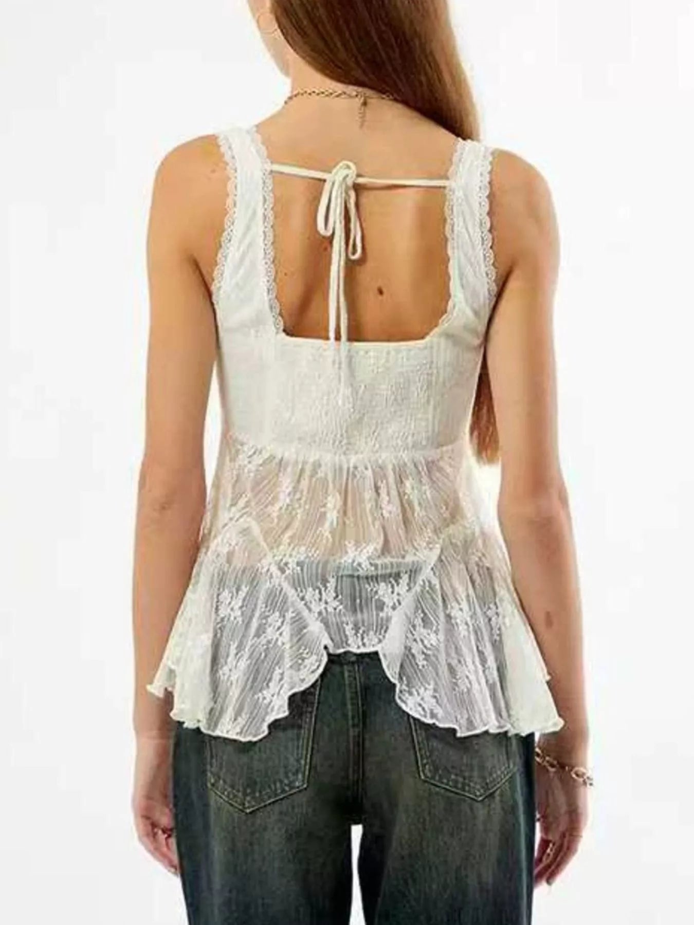 Trendsi Lace V-Neck Tank -