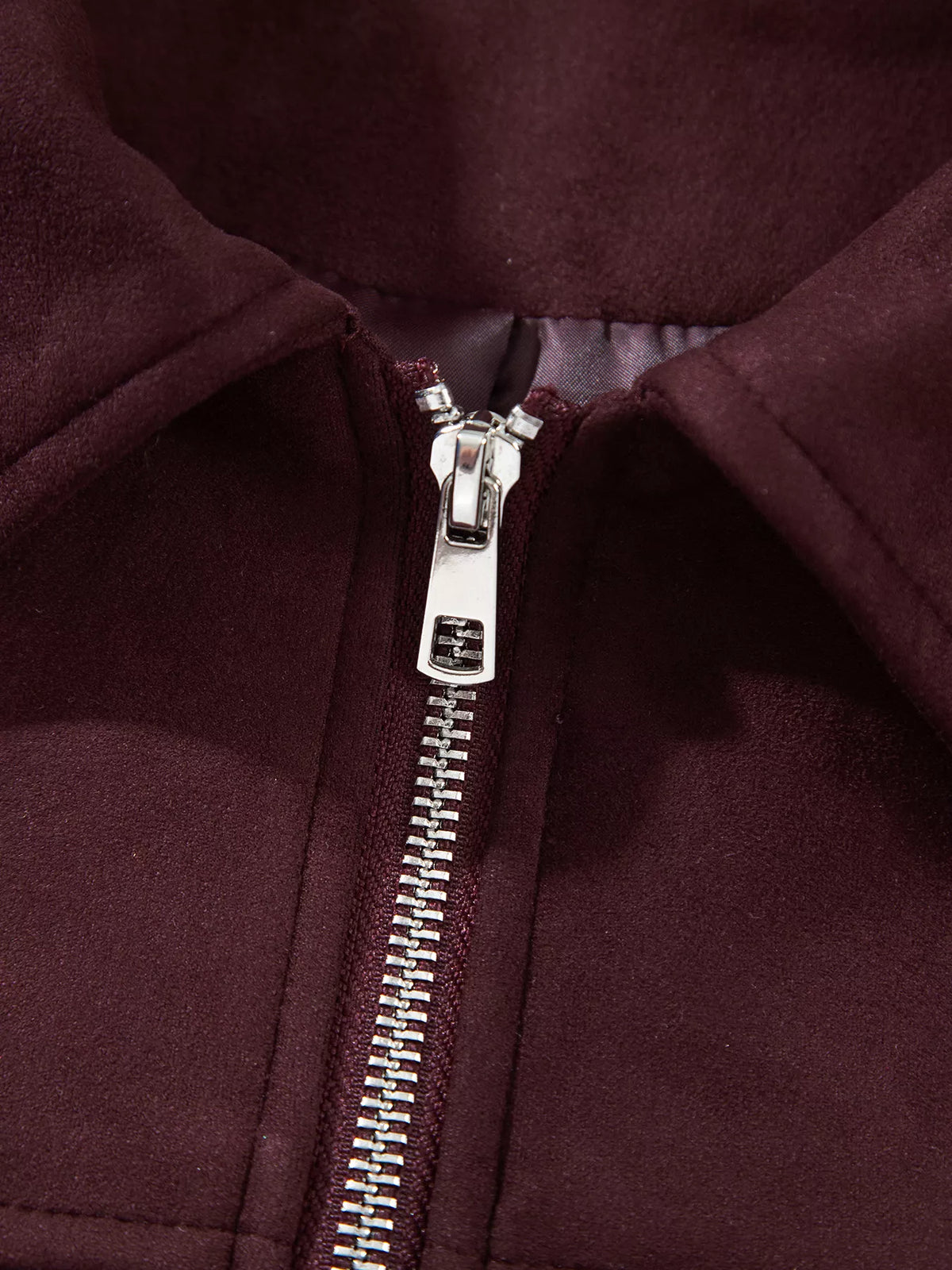 Collared Zip-Up Long Sleeve Jacket, zipper detail