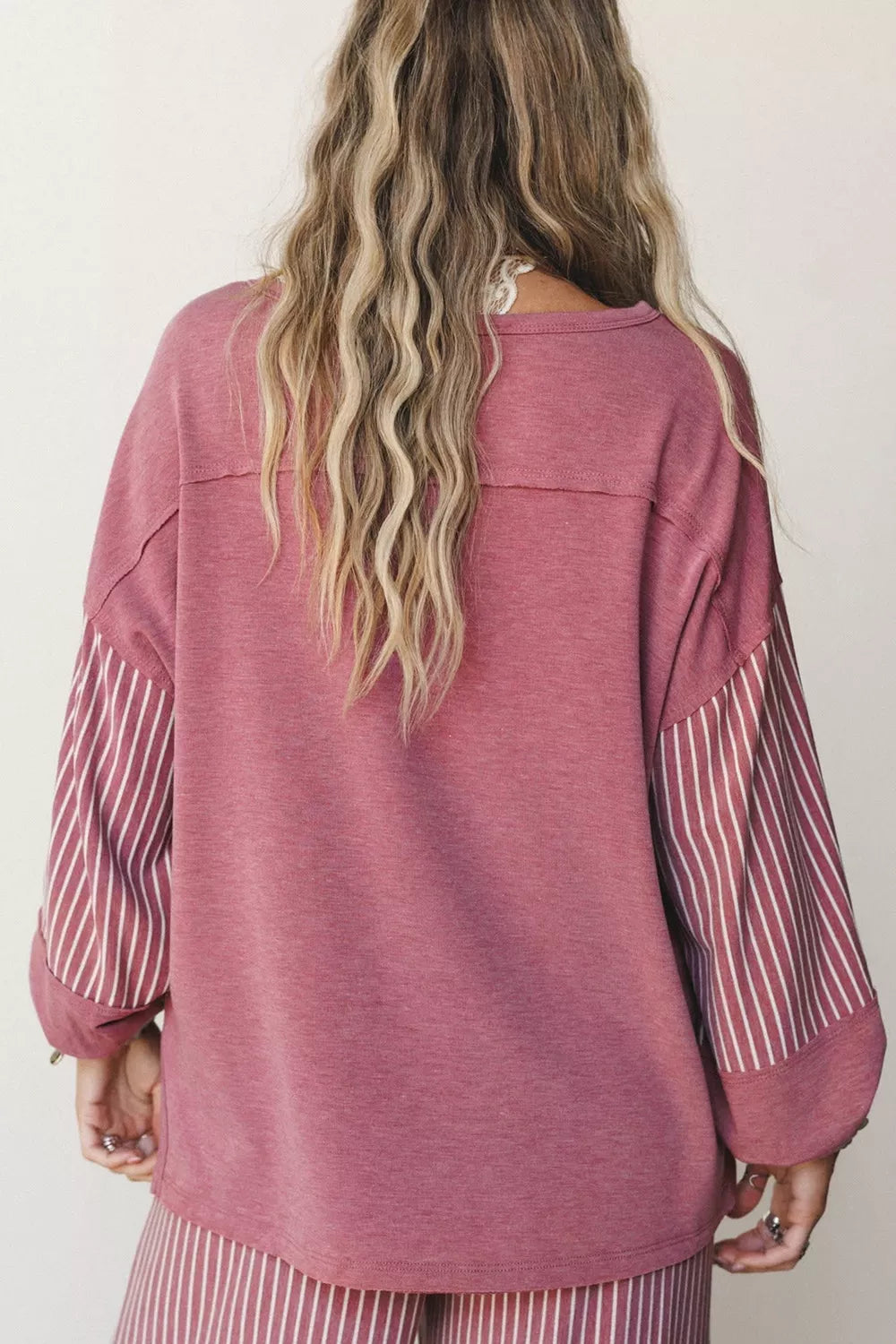 Trendsi Rae Edge Patchwork Long Sleeve Top and Pocket Casual Pants Set -