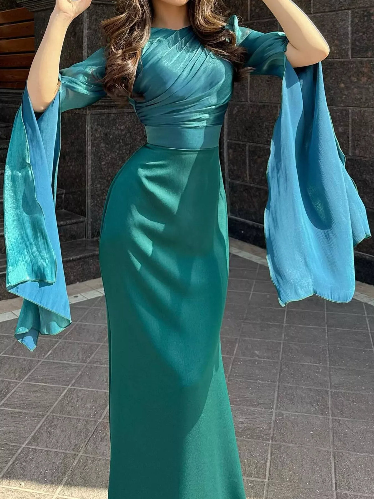 Round Neck Maxi Dress — front view