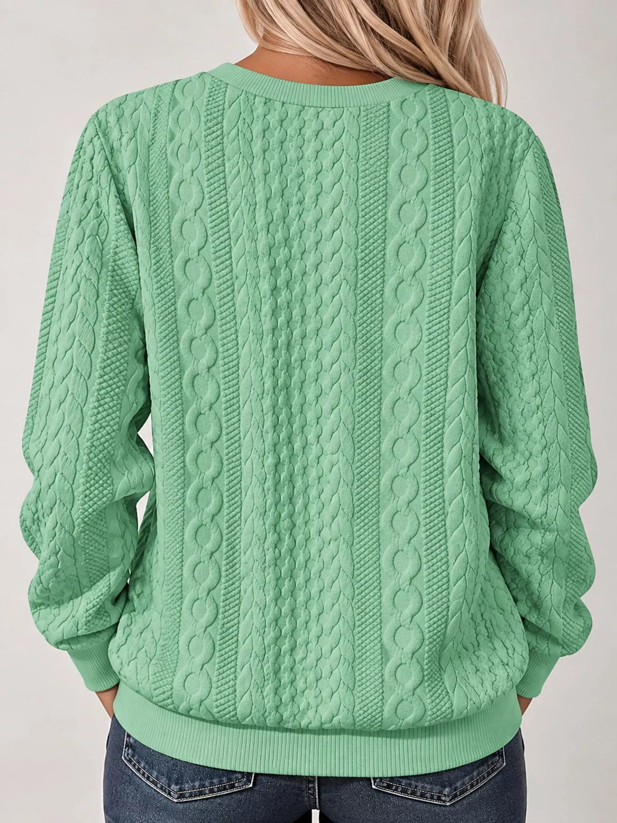 Quarter-Zip Cable Knit Sweatshirt — back view