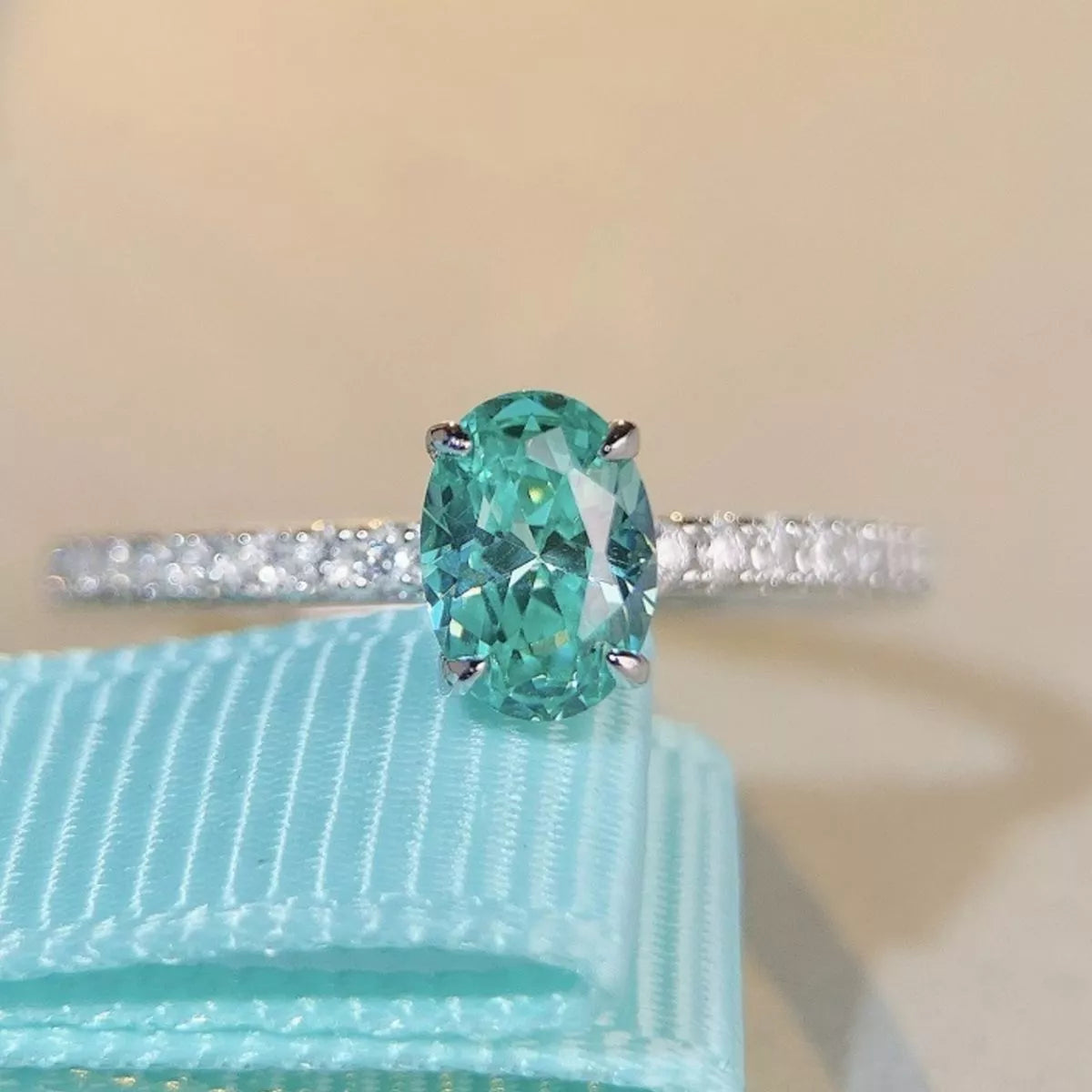 Trendsi 925 Sterling Silver Zircon Oval Ring -