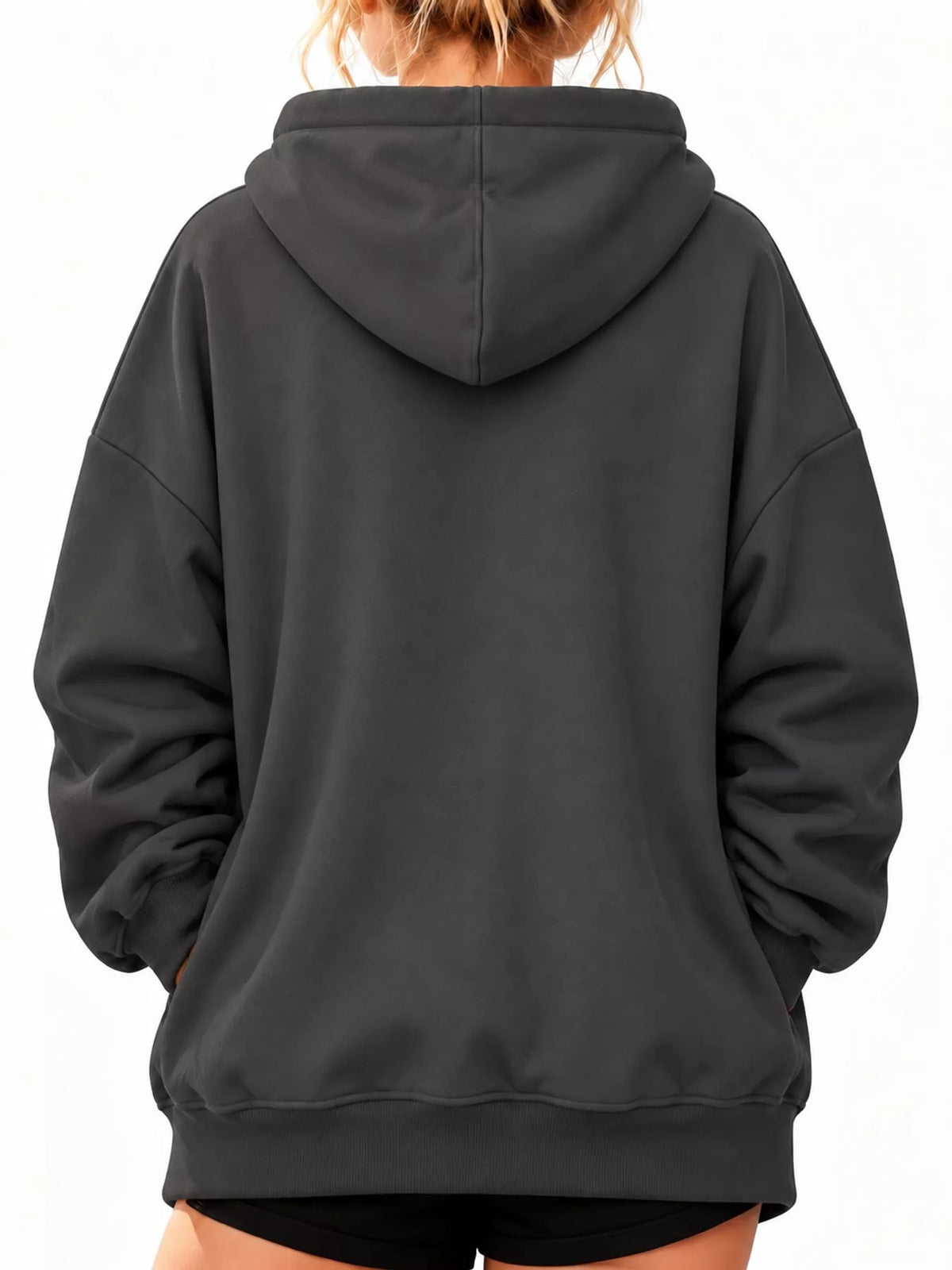 Dark Gray kangaroo pet pouch hoodie, back view
