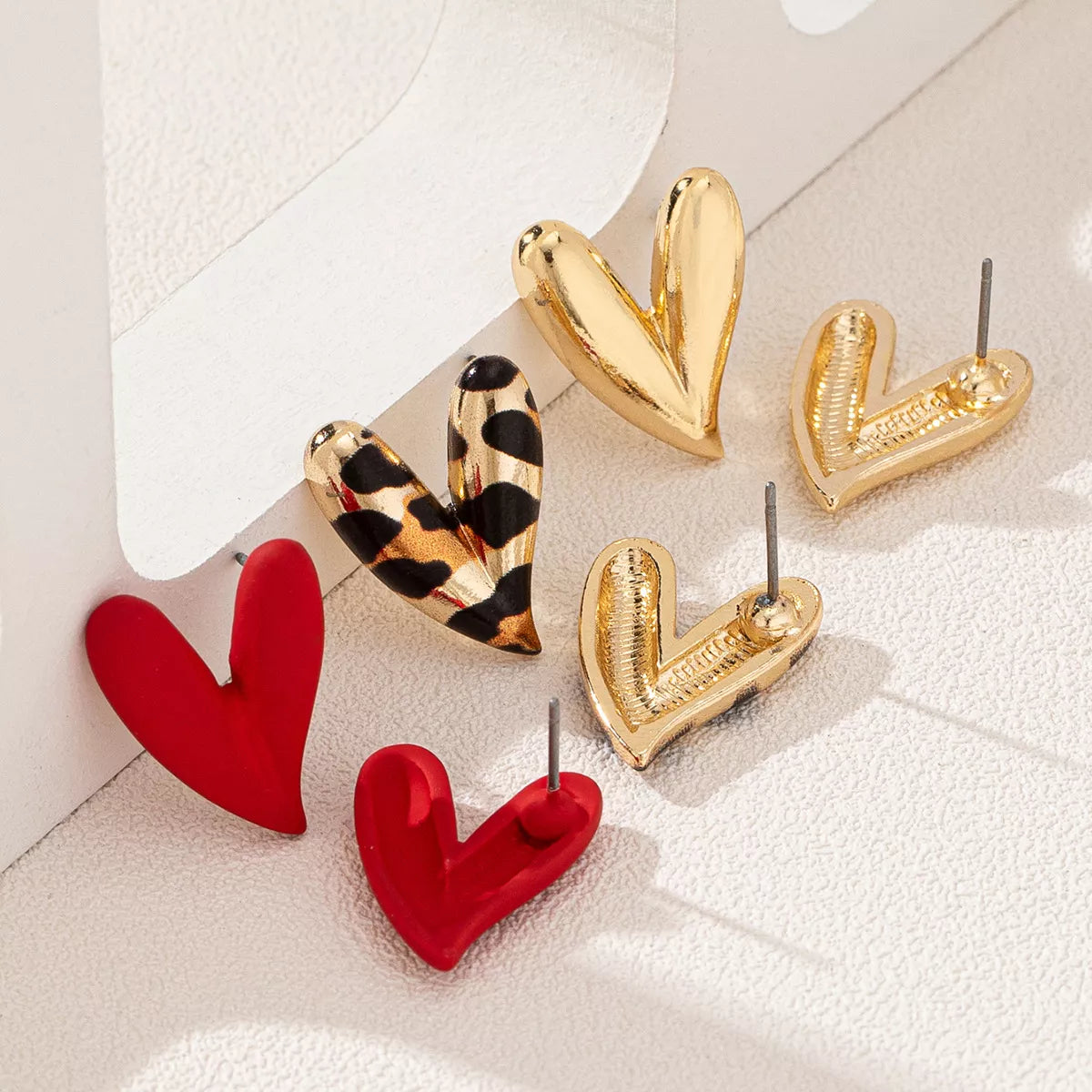 Trendsi 4 Pair Heart Stud Earrings -