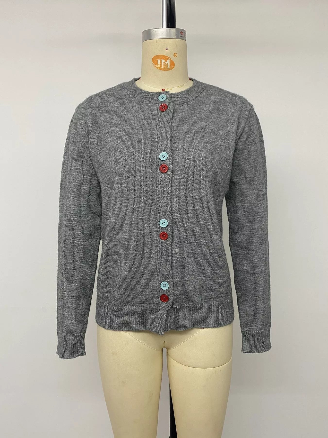 Trendsi Contrast Button Long Sleeve Cardigan -
