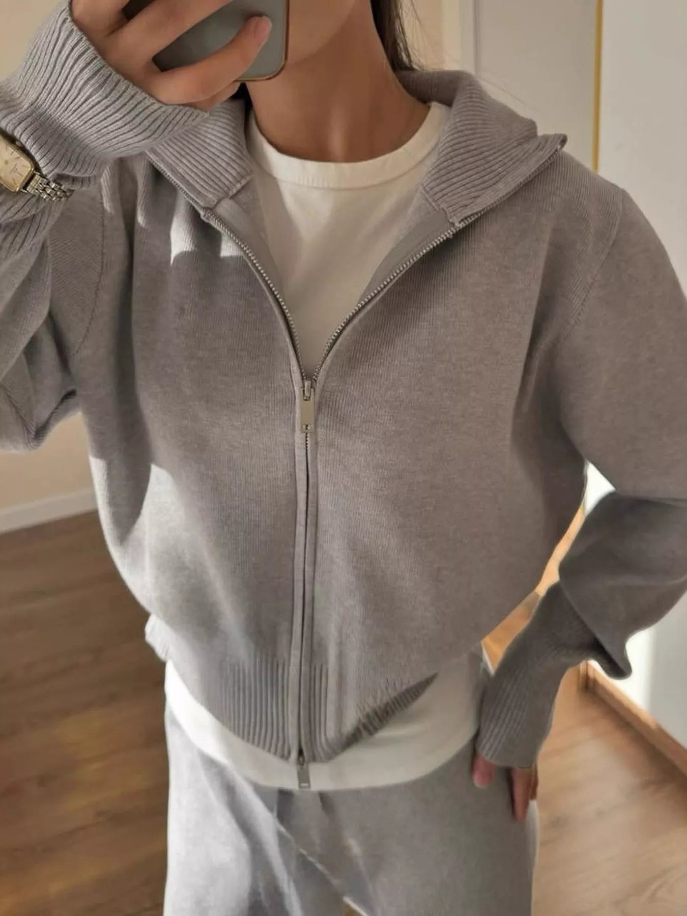 Trendsi Zip-Up Hoodie and Pants Set -