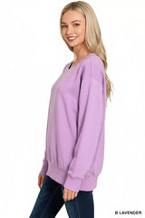 Trendsi Zenana Fleece Boat Neck Sweatshirt -