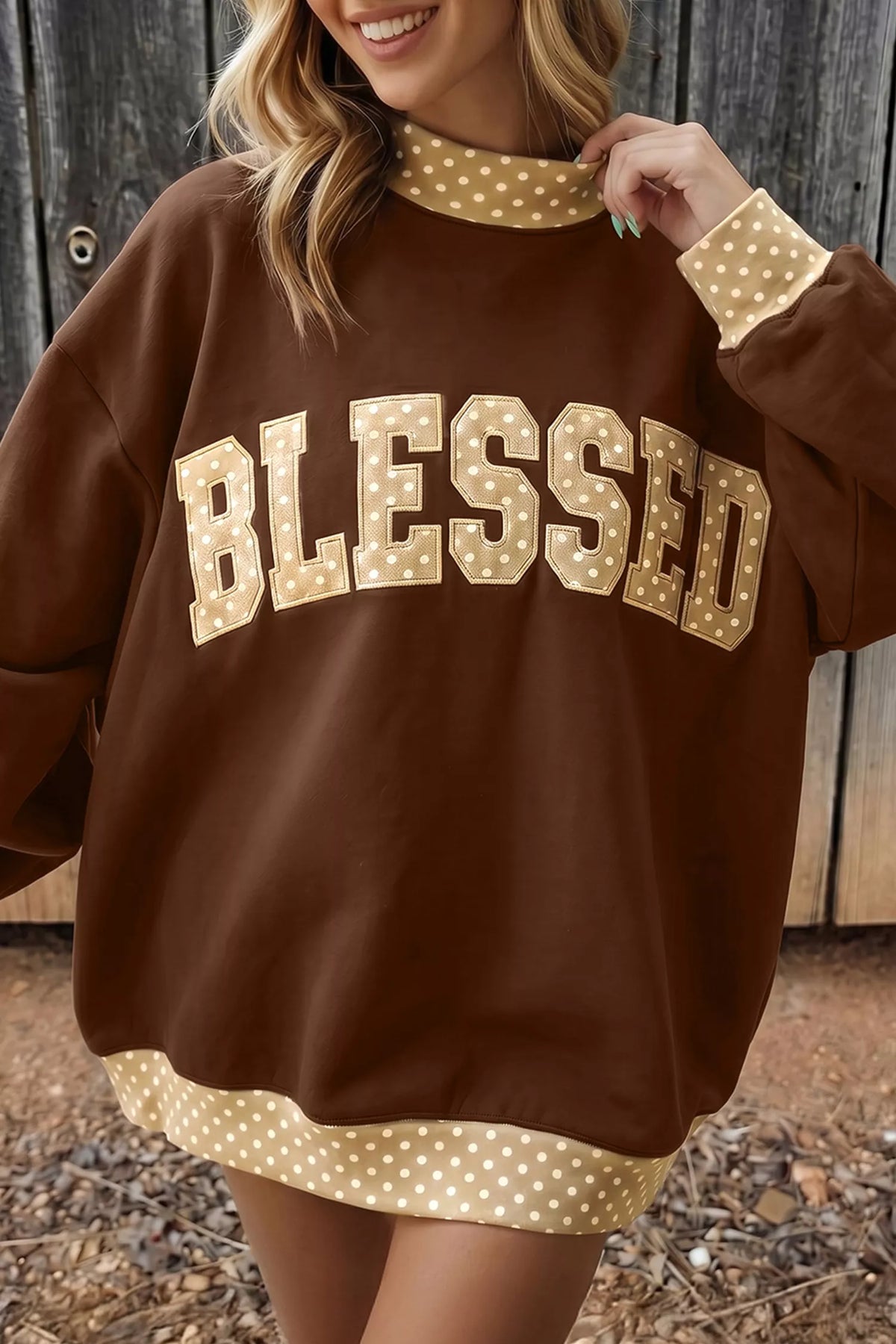BLESSED sweatshirt, brown BLESSED sweatshirt front