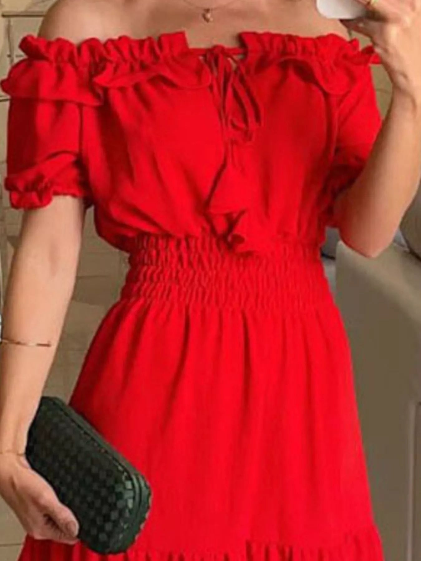 Trendsi Off-Shoulder Ruffled Tiered Maxi Dress -