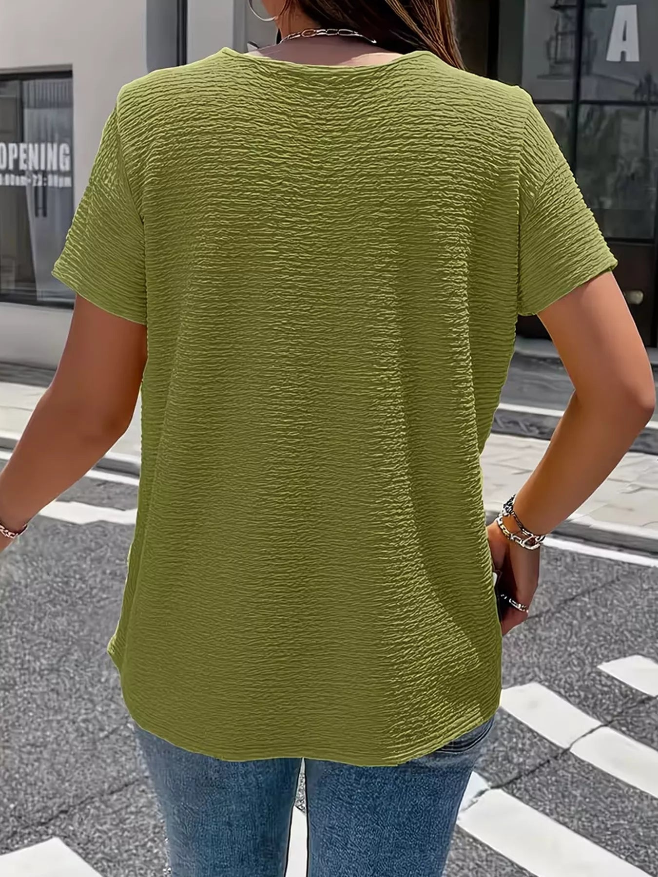 Trendsi Textured Short Sleeve Top -