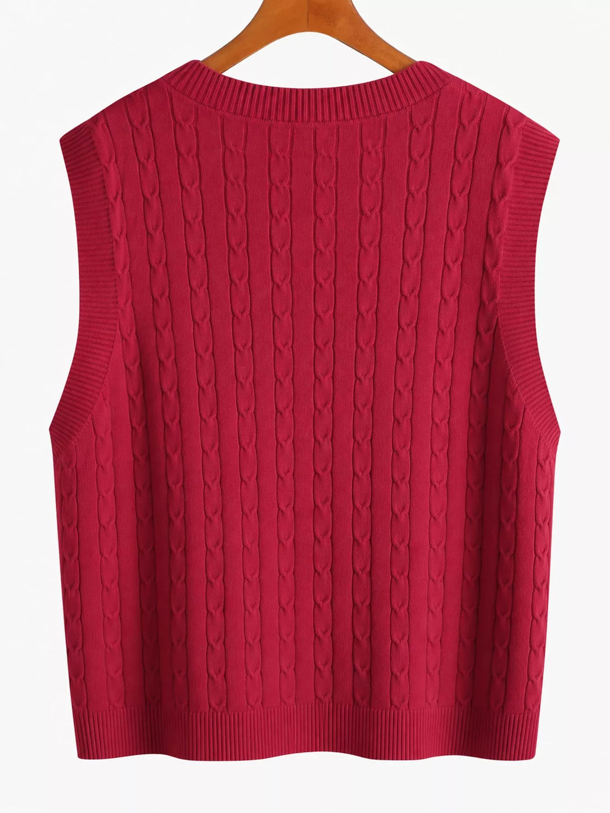 Cable-knit sweater vest, red back