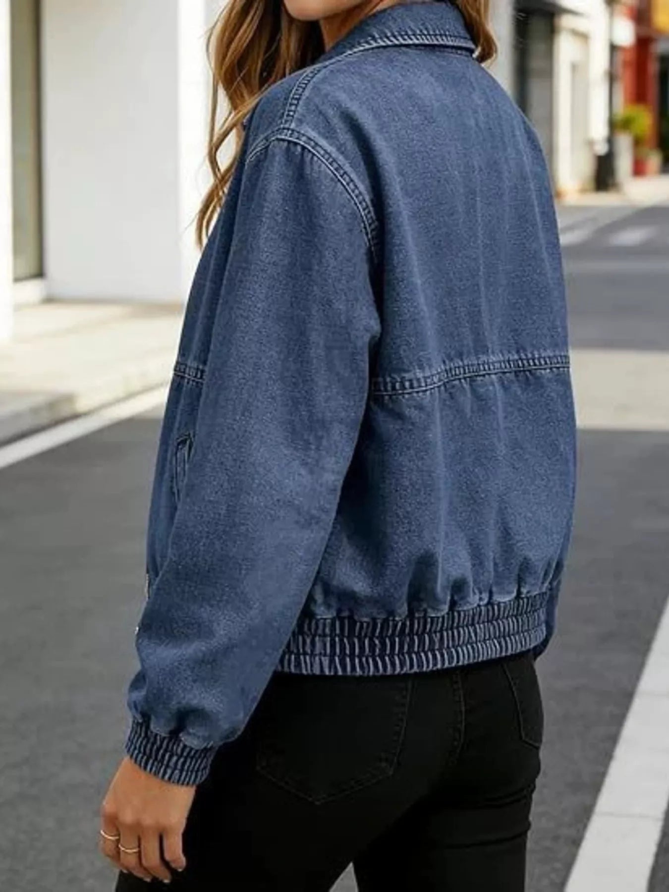 Trendsi Classic Zip-Up Denim Jacket -