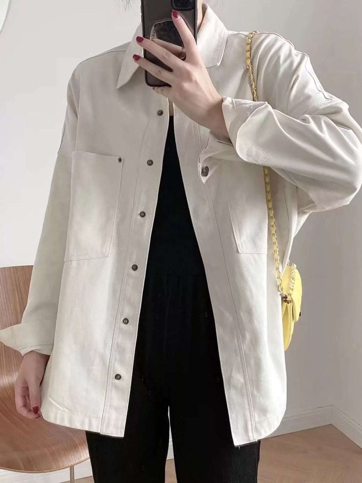 Off-White button-down dropped shoulder denim jacket