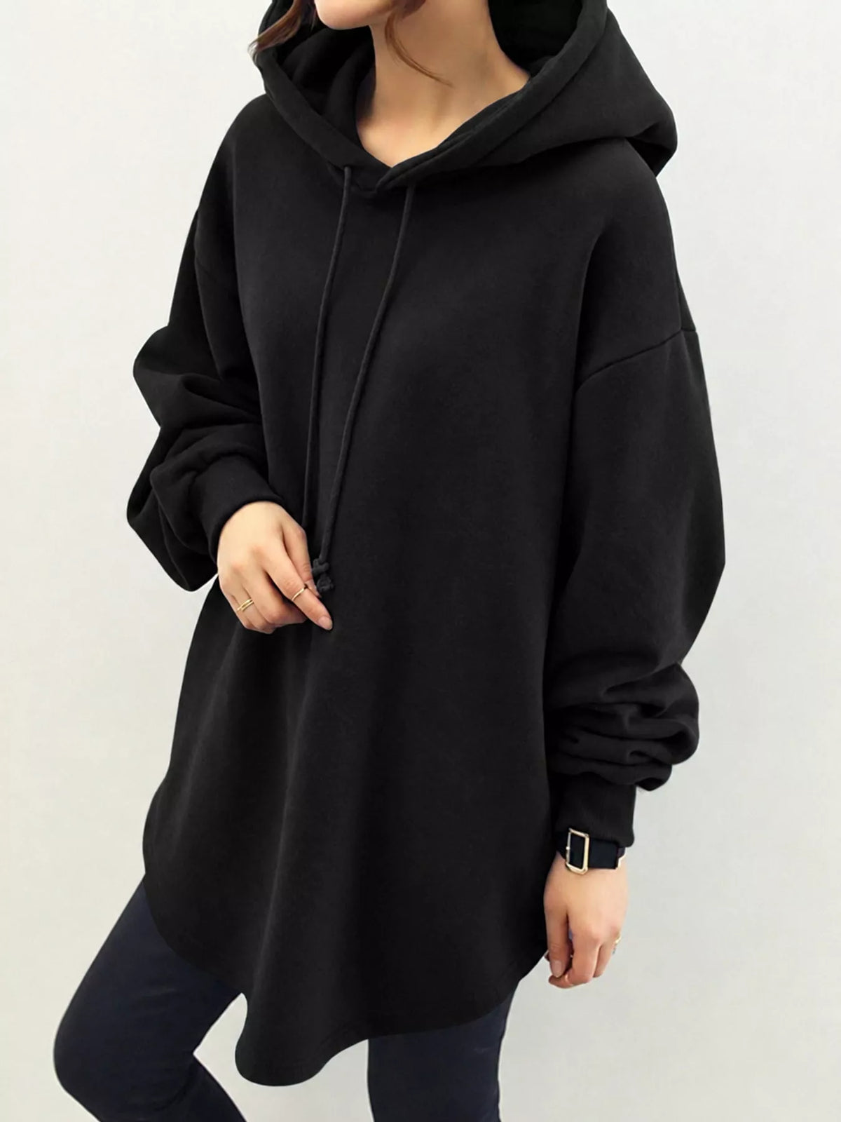 Black drawstring hoodie