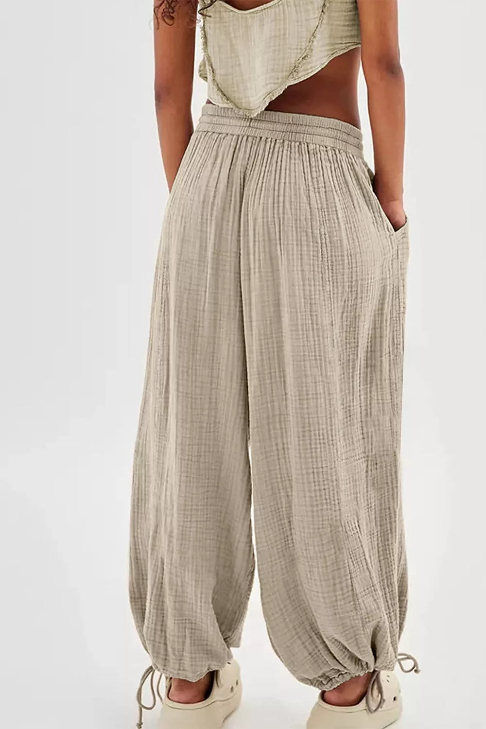 Trendsi Loose Fit Gauze Pants with Drawstring Waist -