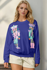 Trendsi Double Take Full Size Sequin Nutcracker Long Sleeve Sweater -