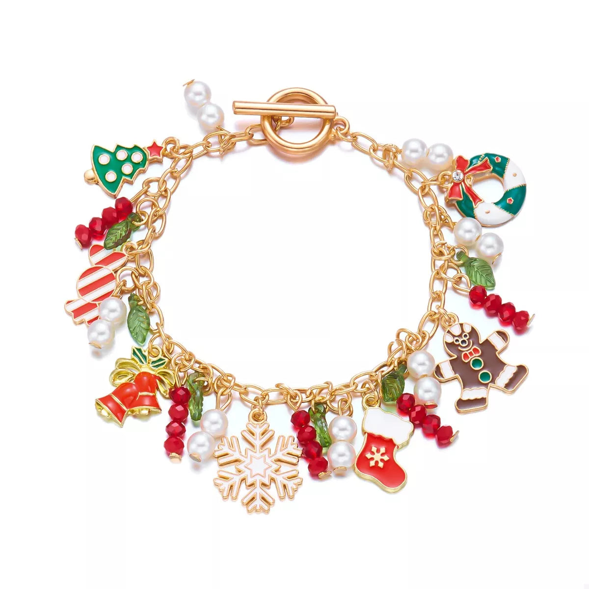 Trendsi 18K Gold-Plated Christmas Charm Bracelet -