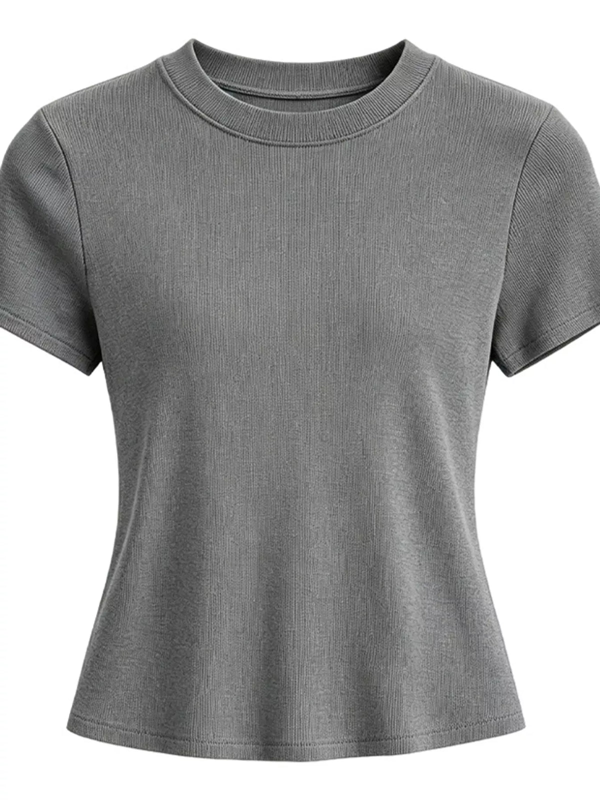 Dark gray slim-fit crew neck T-shirt, front product view