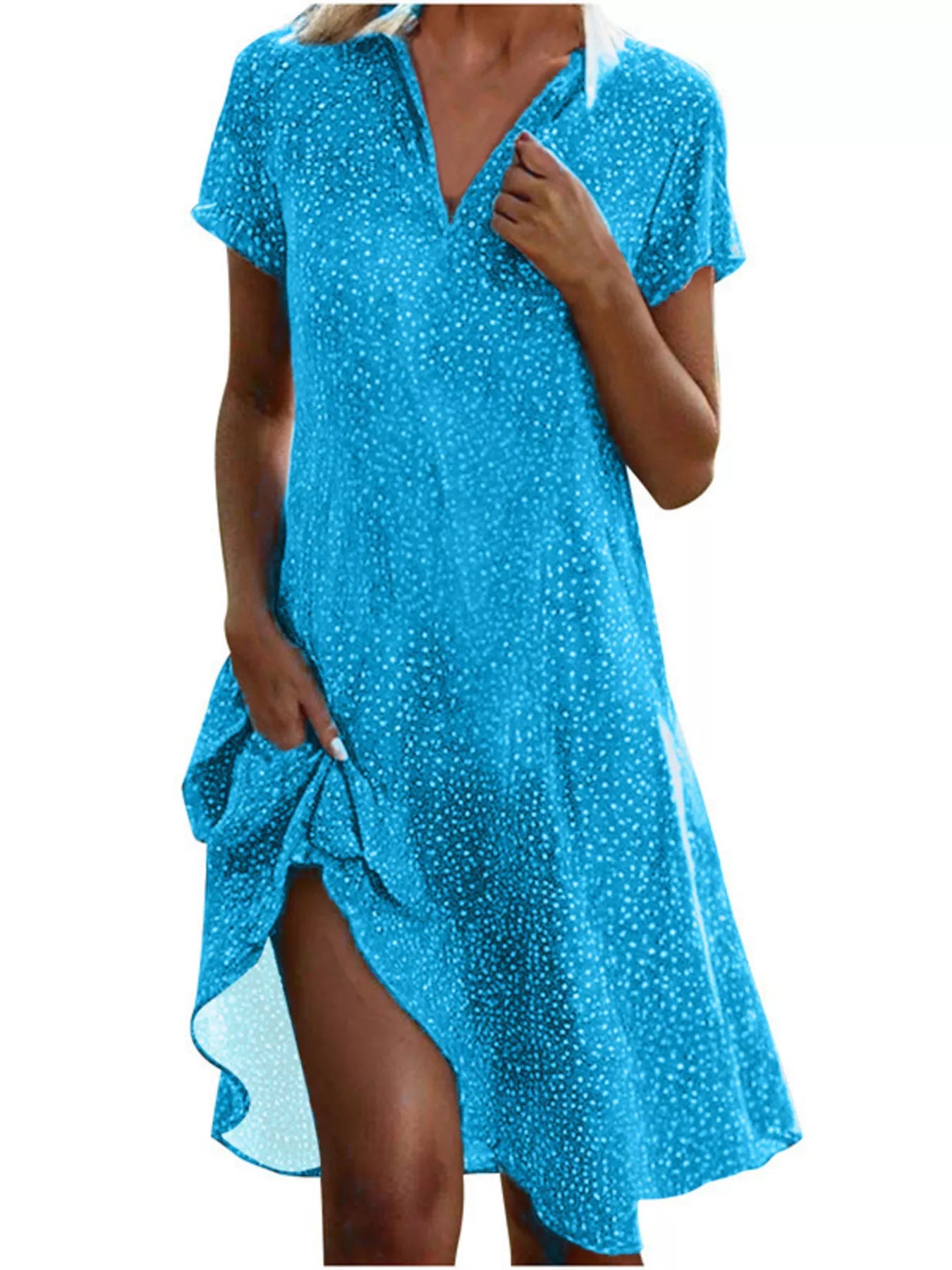Trendsi Full Size Polka Dot Short Sleeve Casual Dress Plus Size - Dresses