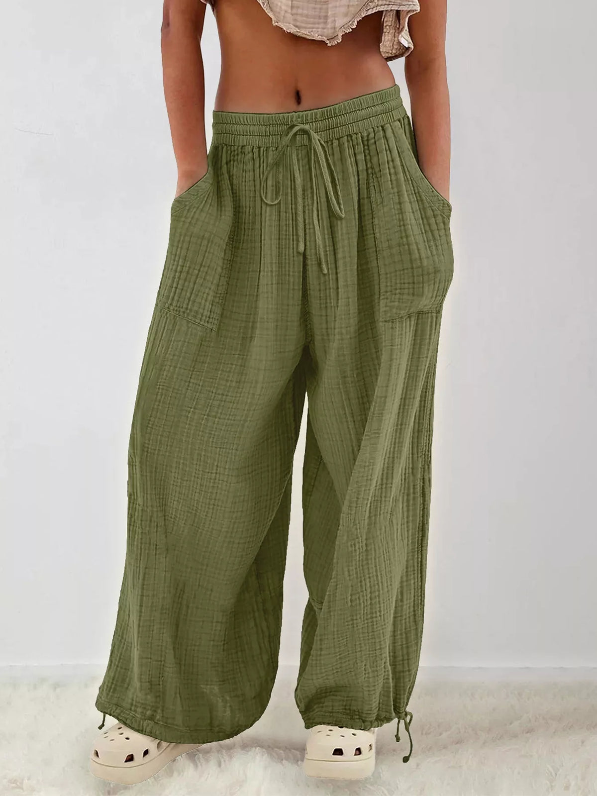 Trendsi Loose Fit Gauze Drawstring Pants -