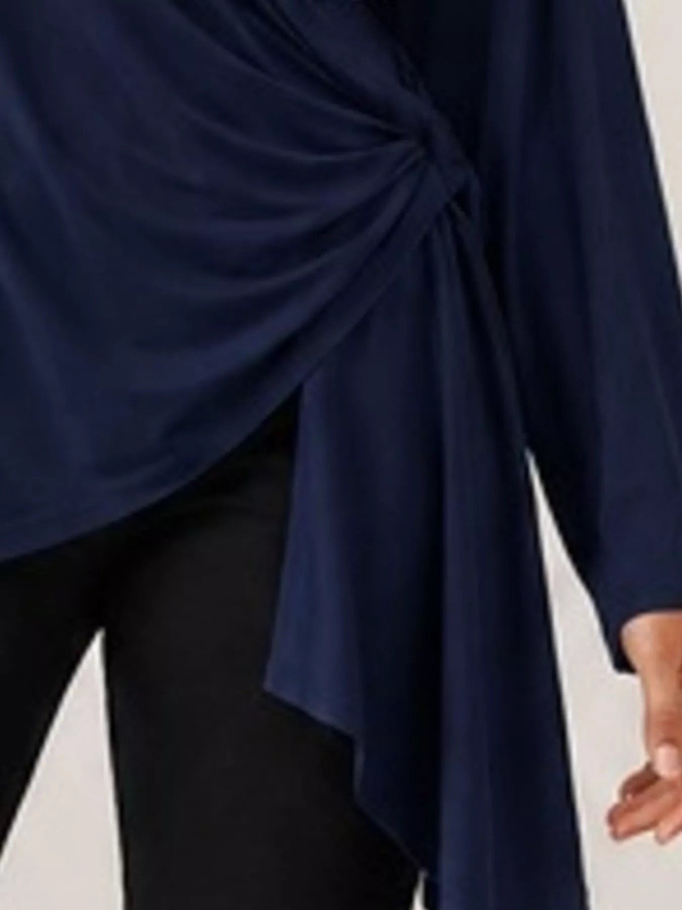 Trendsi Long Sleeve Wrap T-Shirt with Side Knot Detail -