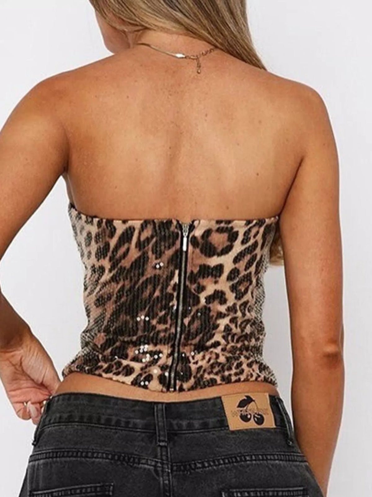 strapless top, back view