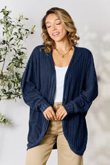 Trendsi Basic Bae Full Size Ribbed Cocoon Cardigan - Shirts
