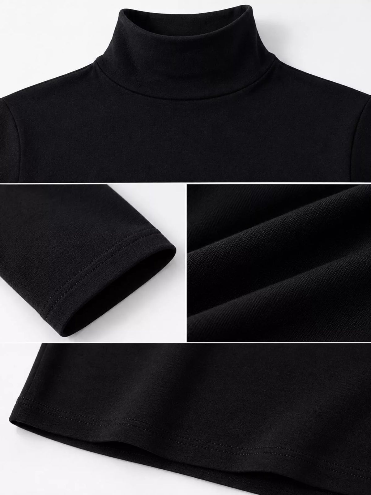 Slim-Fit Mock Neck Long Sleeve T-Shirt — garment construction details