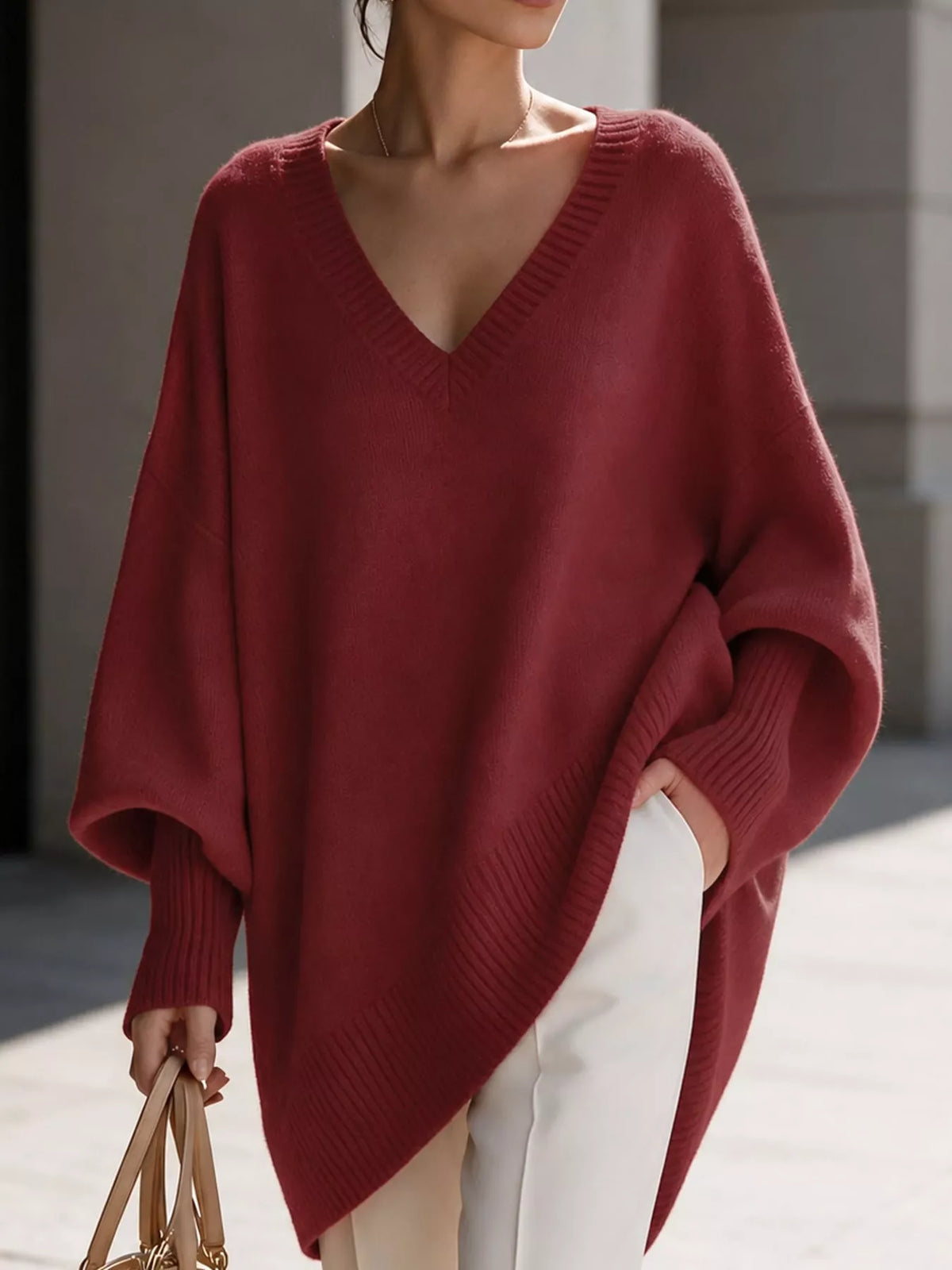 Batwing sweater, red front