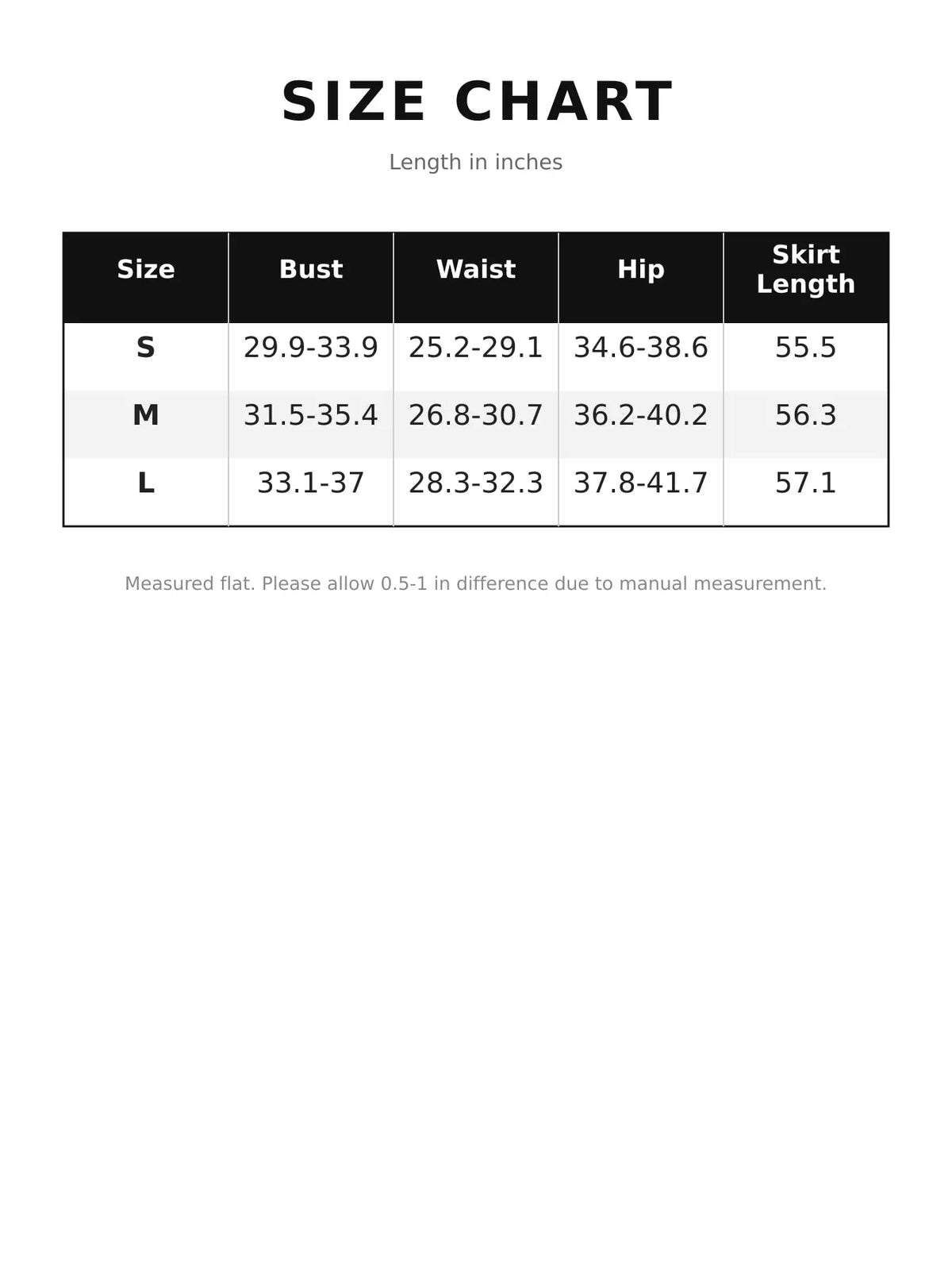 Size chart for women's sleeveless high-slit evening maxi dress