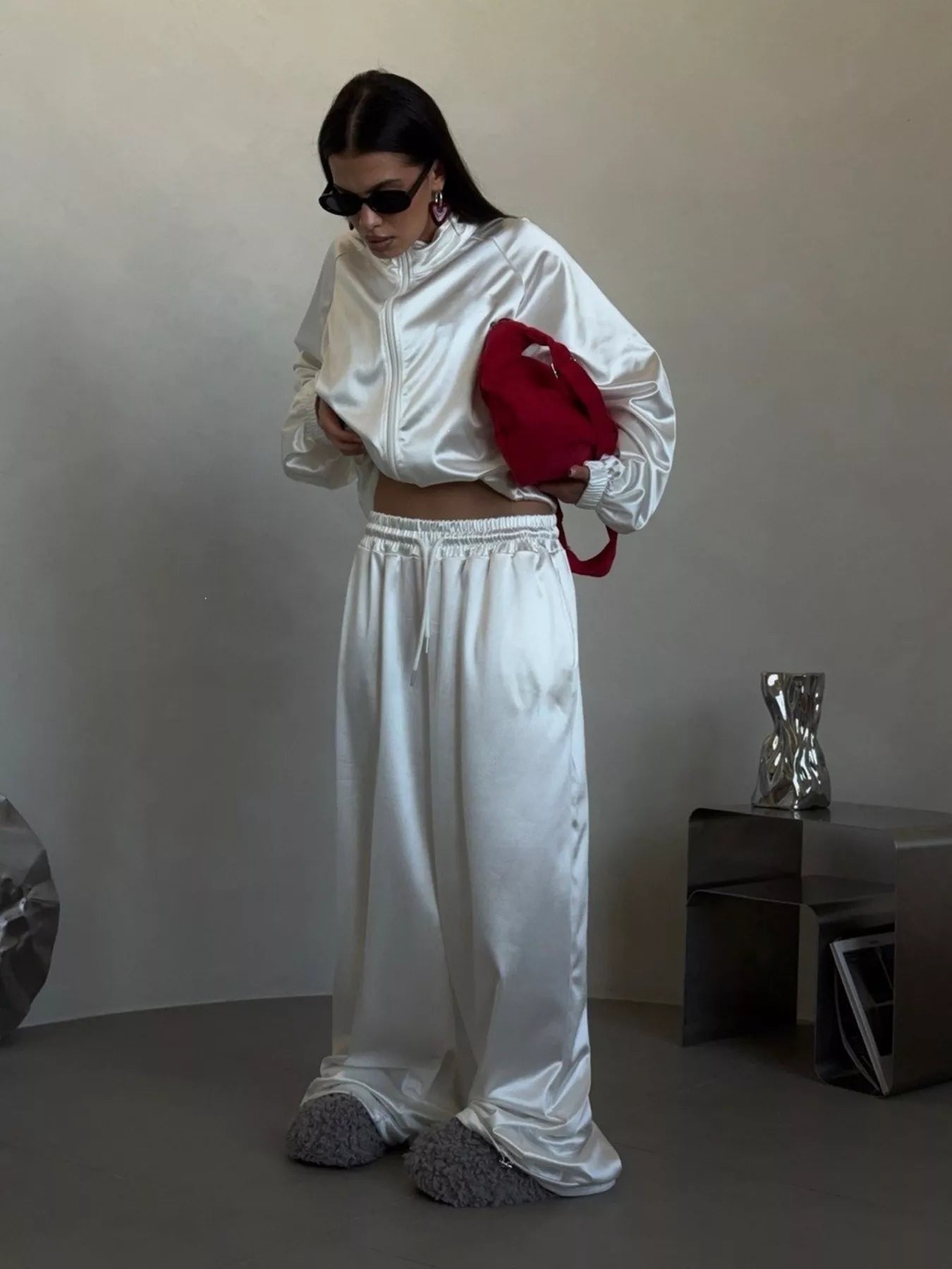 Trendsi Zip Up Raglan Sleeve Jacket and Pants Set -