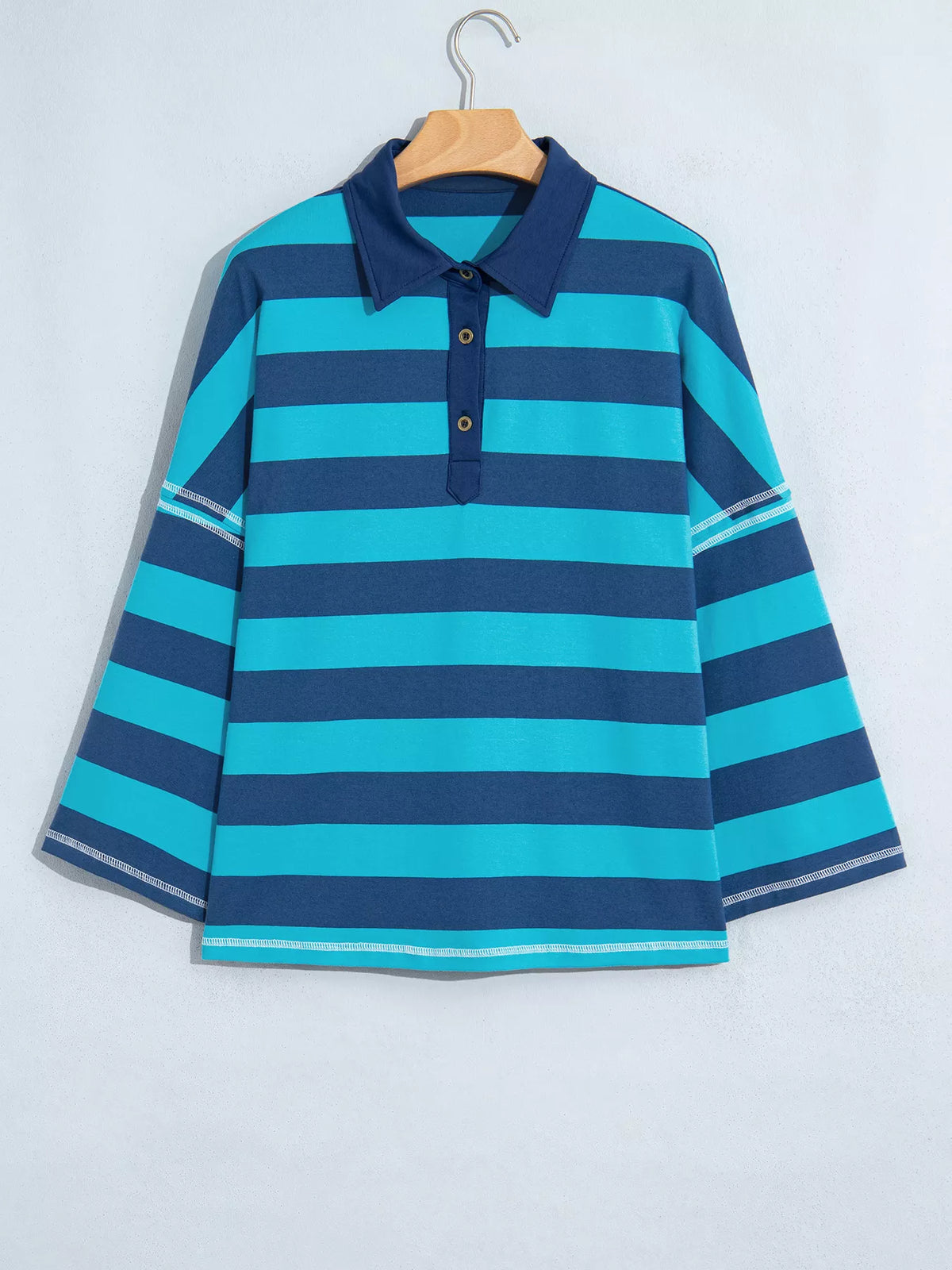 Striped polo top, hanging front