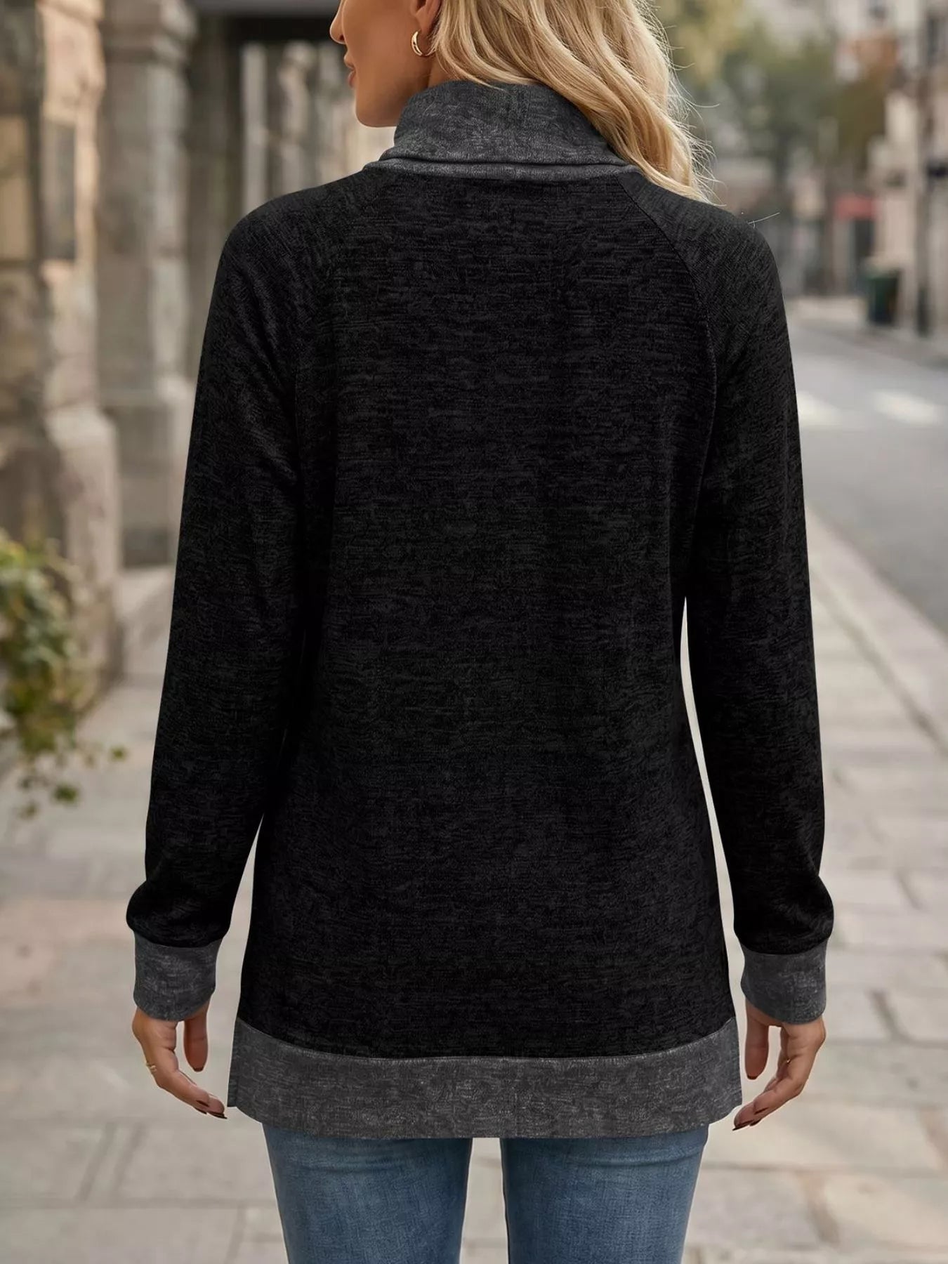 Trendsi Turtleneck Raglan Sleeve T-Shirt -
