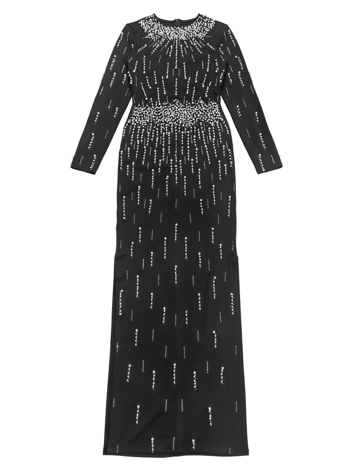 Trendsi Pearl Detail Long Sleeve Maxi Dress -