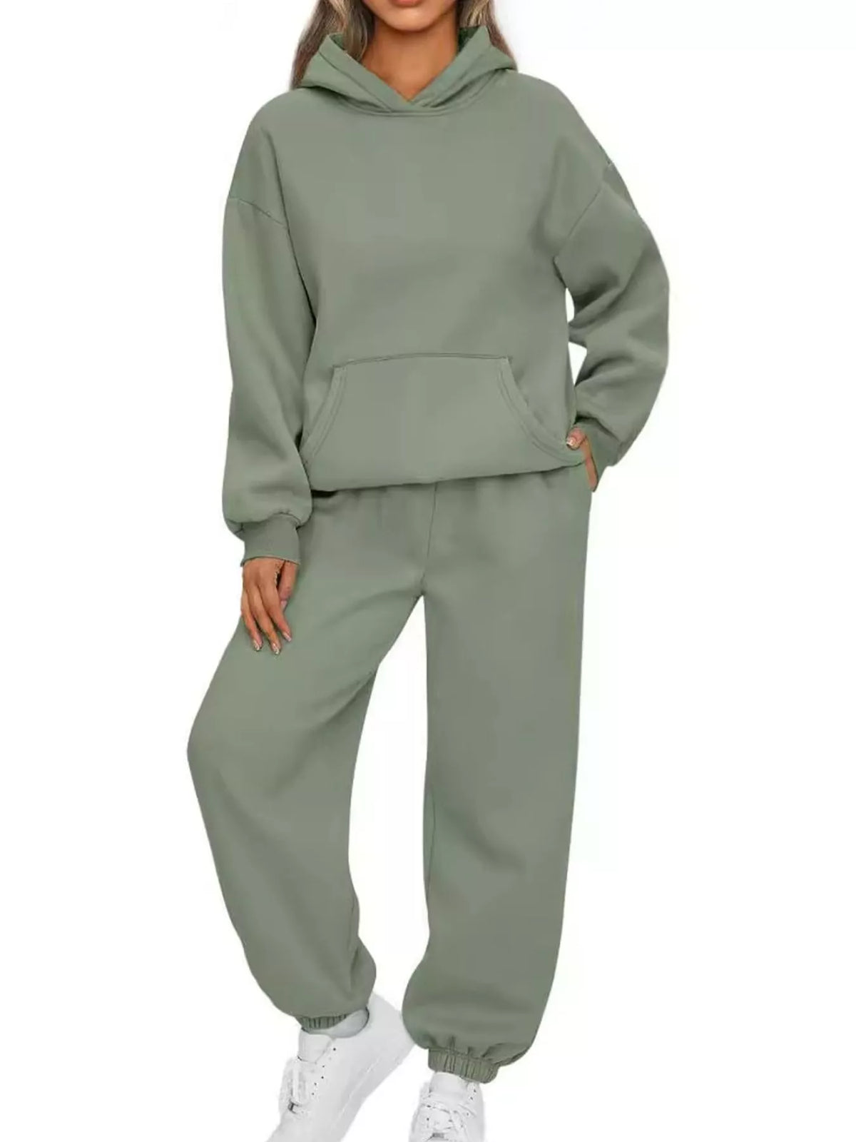 Kangaroo Pocket Hoodie and Joggers Set — front view