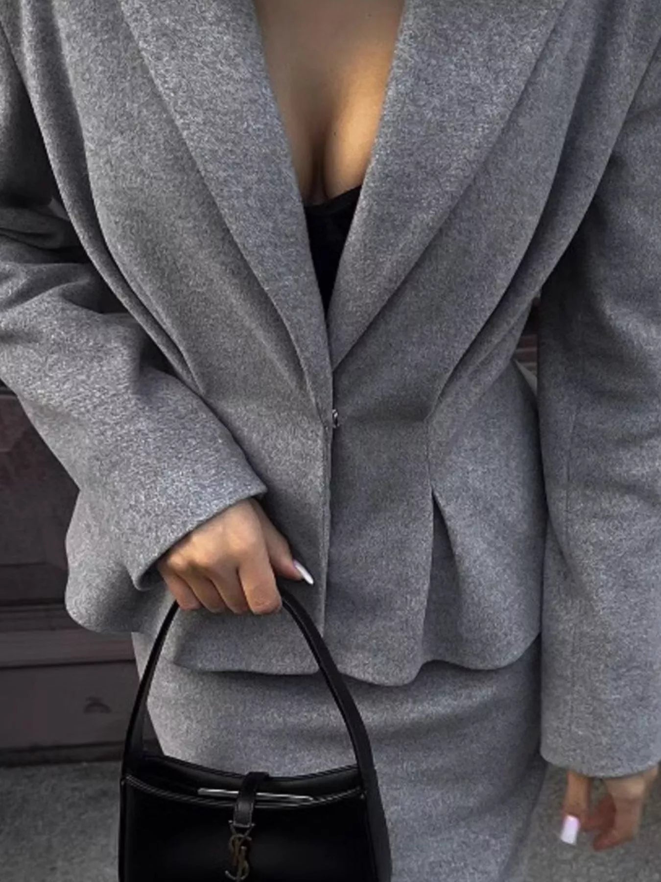 Trendsi Peplum Blazer and Skirt Set -