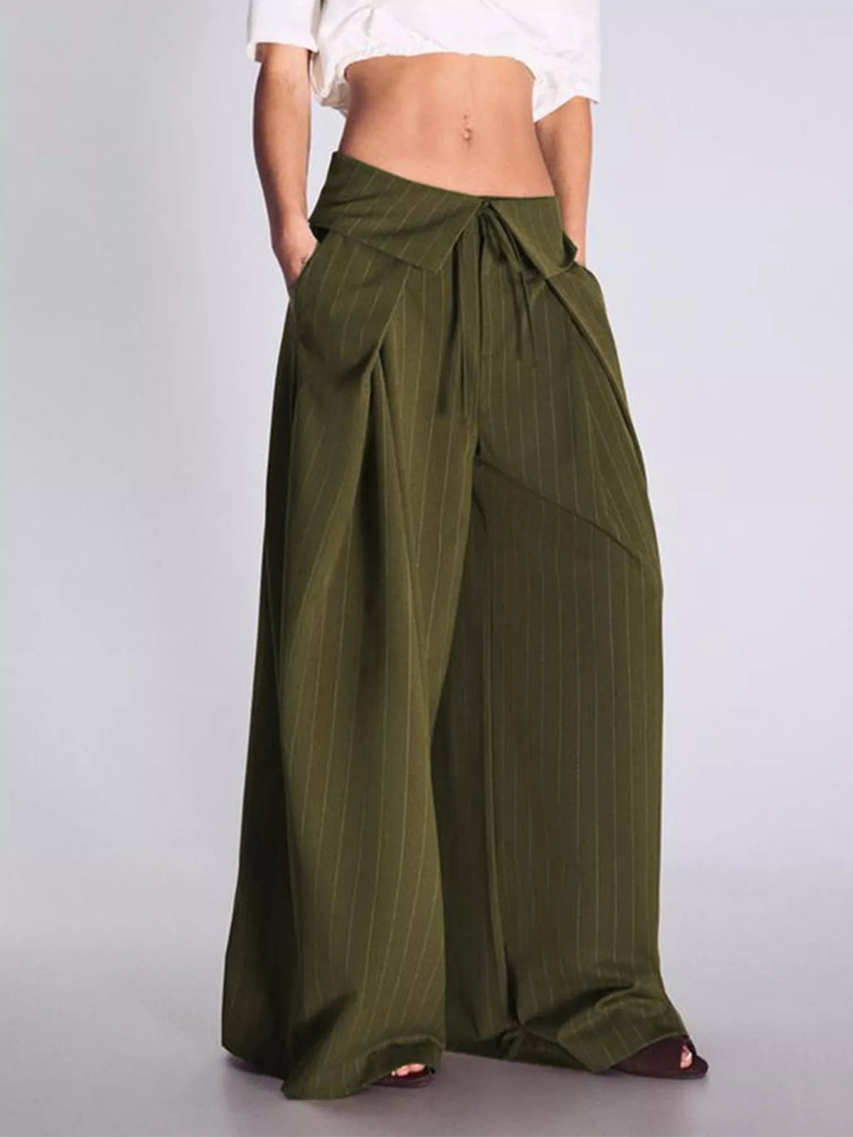 Trendsi High-Waisted Wide-Leg Pinstripe Pants -