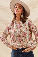 Trendsi SO ME Floral Print Button Front Sweater Cardigan -