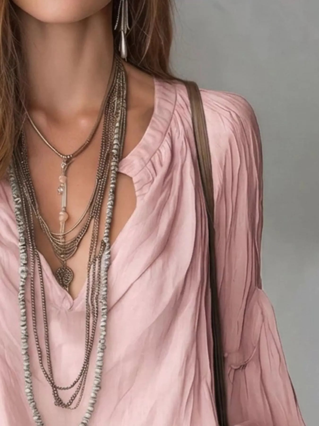 Trendsi Notched Balloon Sleeve Blouse -